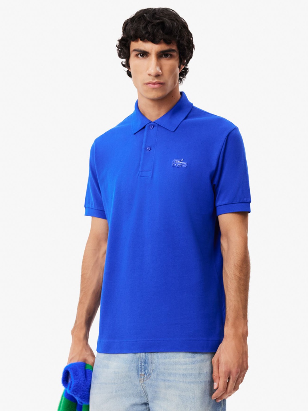 

Lacoste Men Solid Polo Collar Cotton T-Shirt, Blue