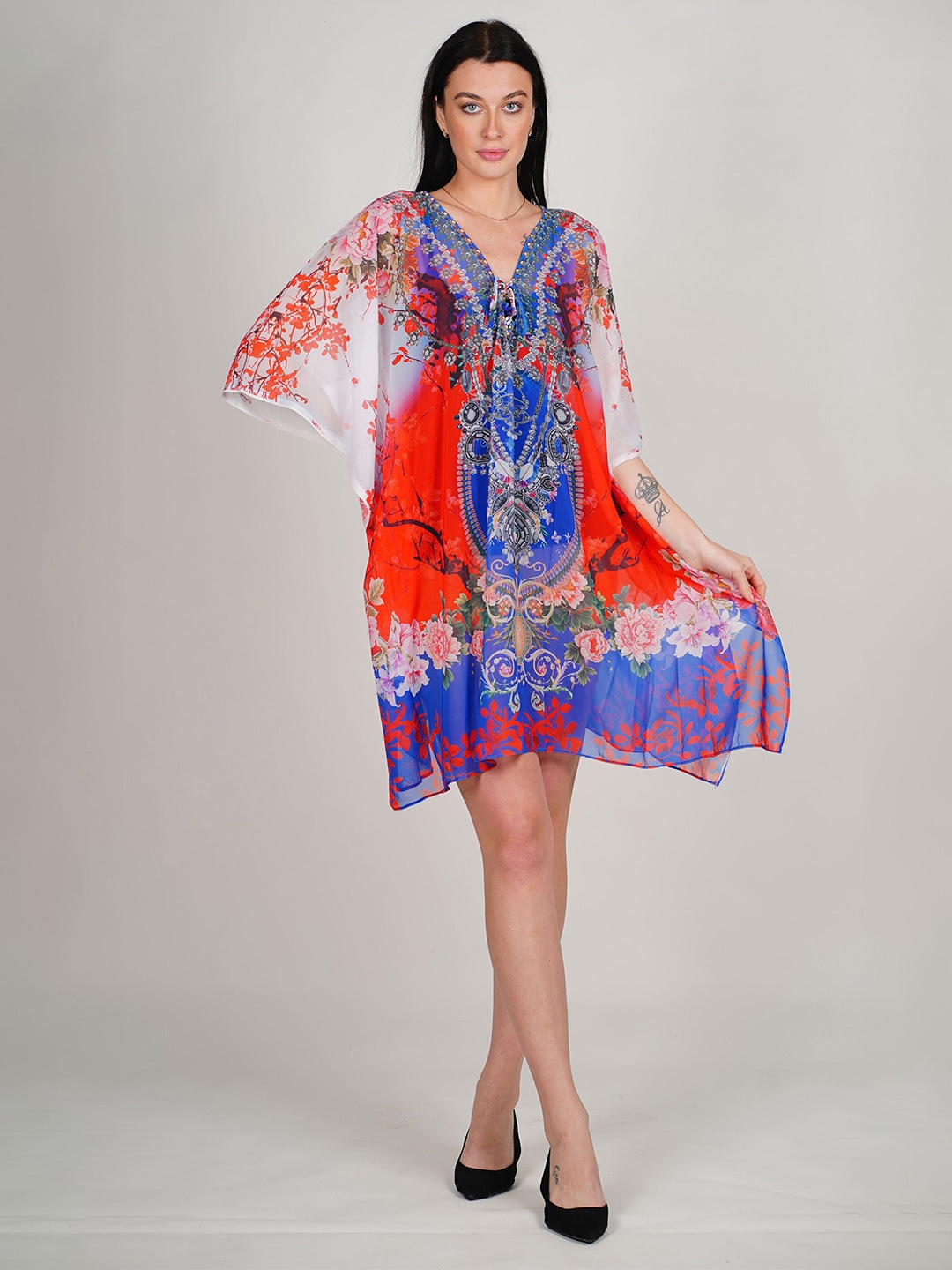 

ravi rajoria Printed Crepe Kaftan Dress, Multi