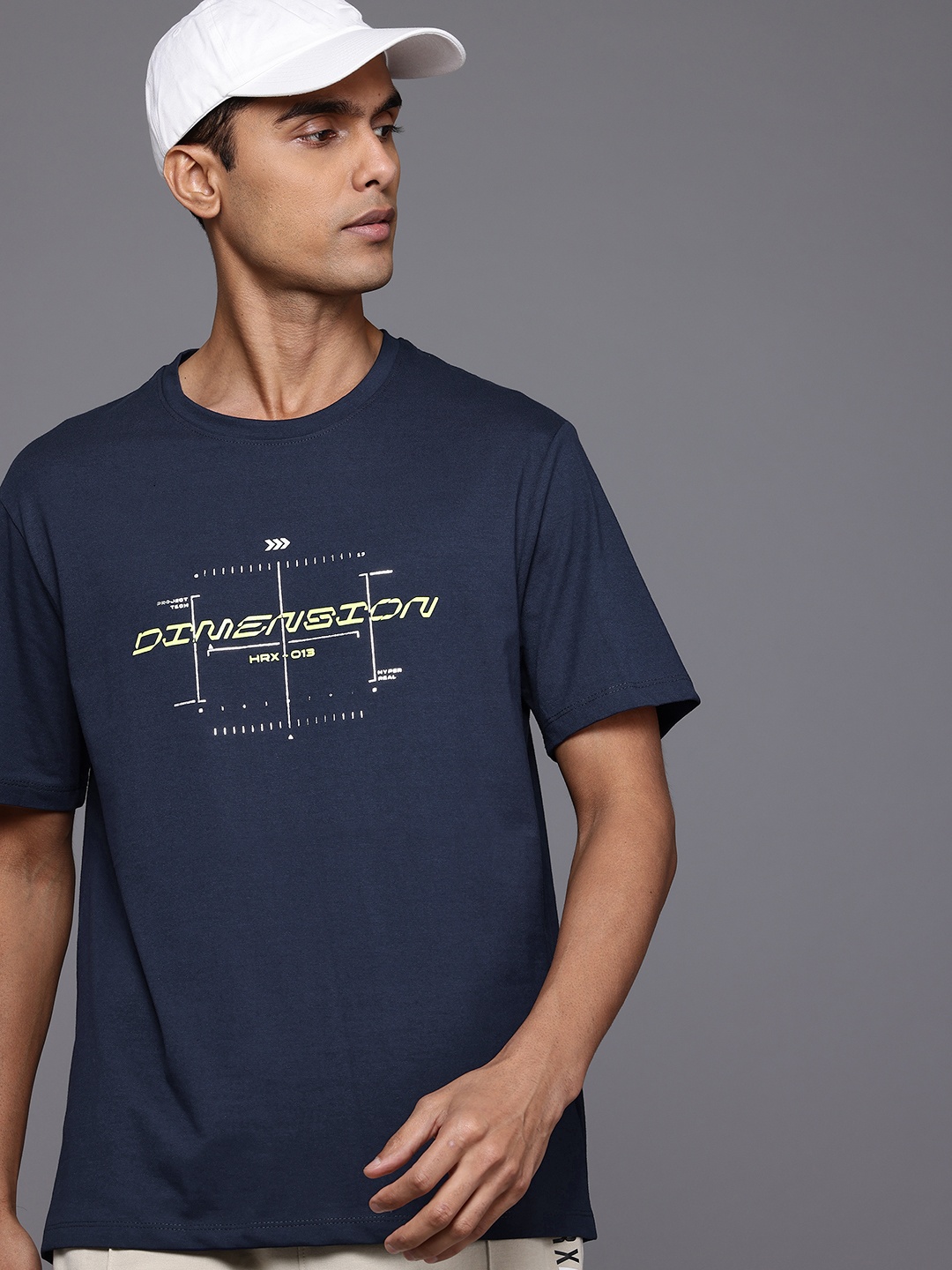 

HRX by Hrithik Roshan Men Typography Printed Relaxed Fit Lifestyle T-shirt, Navy blue
