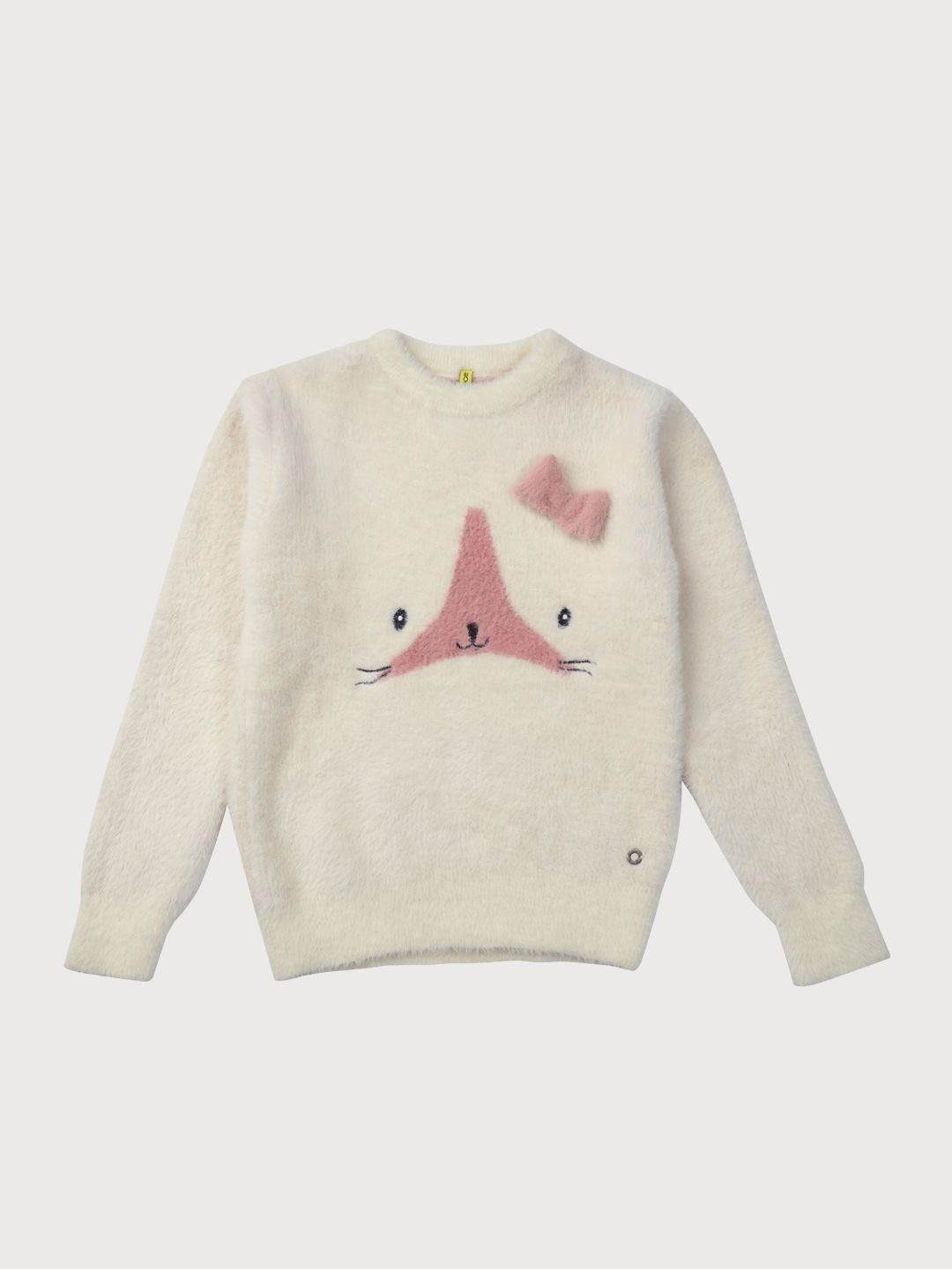 

Gini and Jony Girls Animal Printed Pullover with Applique Detail, Cream