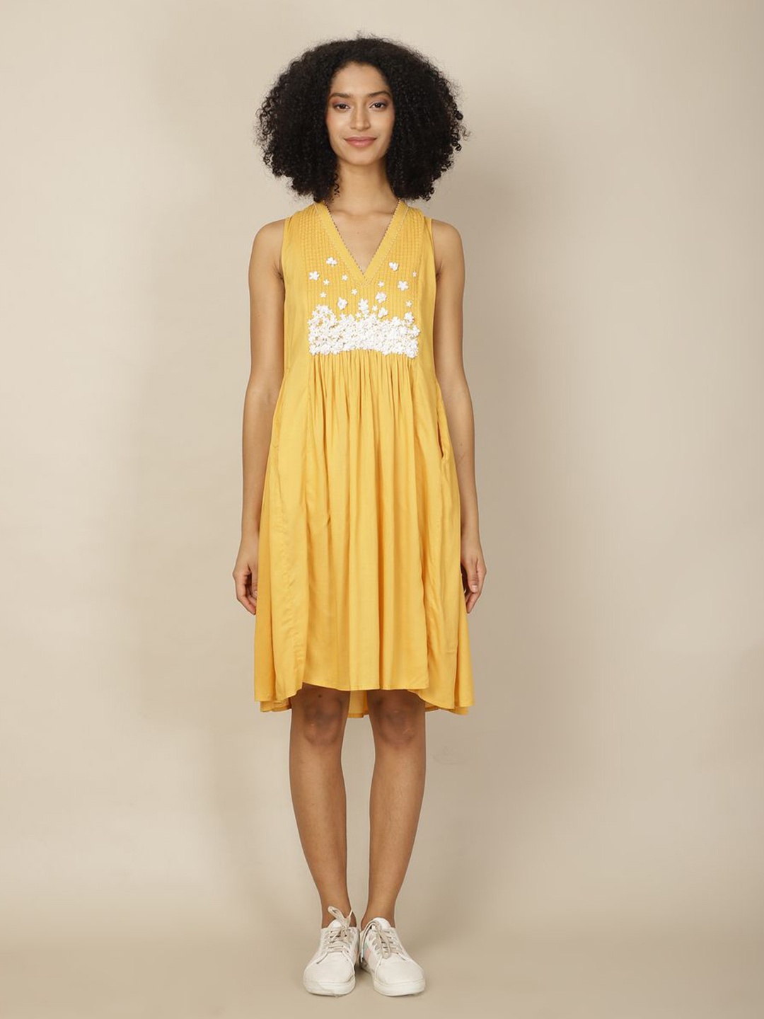 

A Little Fable V-Neck Fit & Flare Dress, Yellow