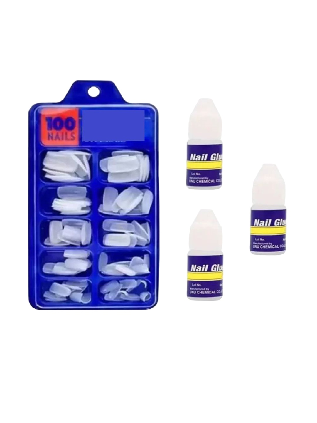 

zemglam 100 Pcs Long Lasting Reusable Acrylic False Nails With Nail Glue, White