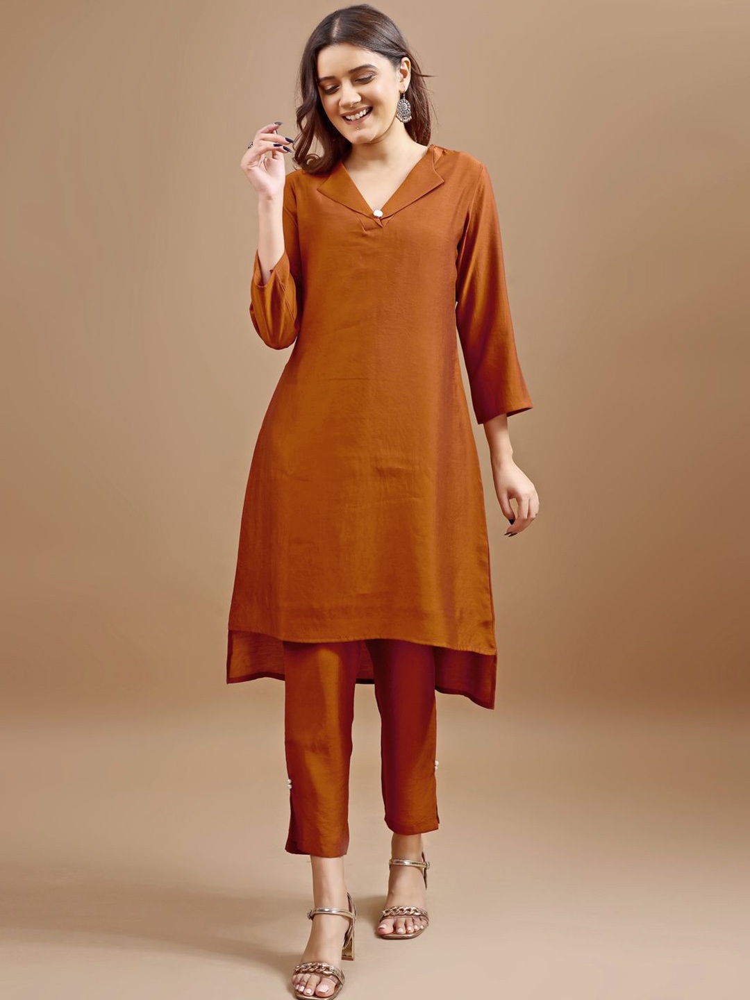 

Tikhi Imli V-Neck Tunic With Trousers, Rust