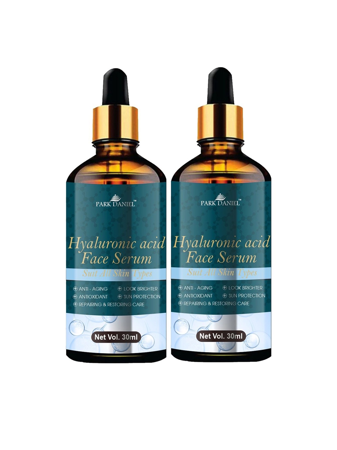 

Park Daniel Set Of 2 Hyaluronic Acid Face Serum - 30ml Each, Teal