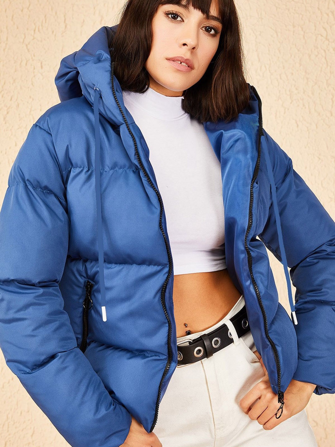 

BIANCO LUCCI Hooded Puffer Jacket, Blue