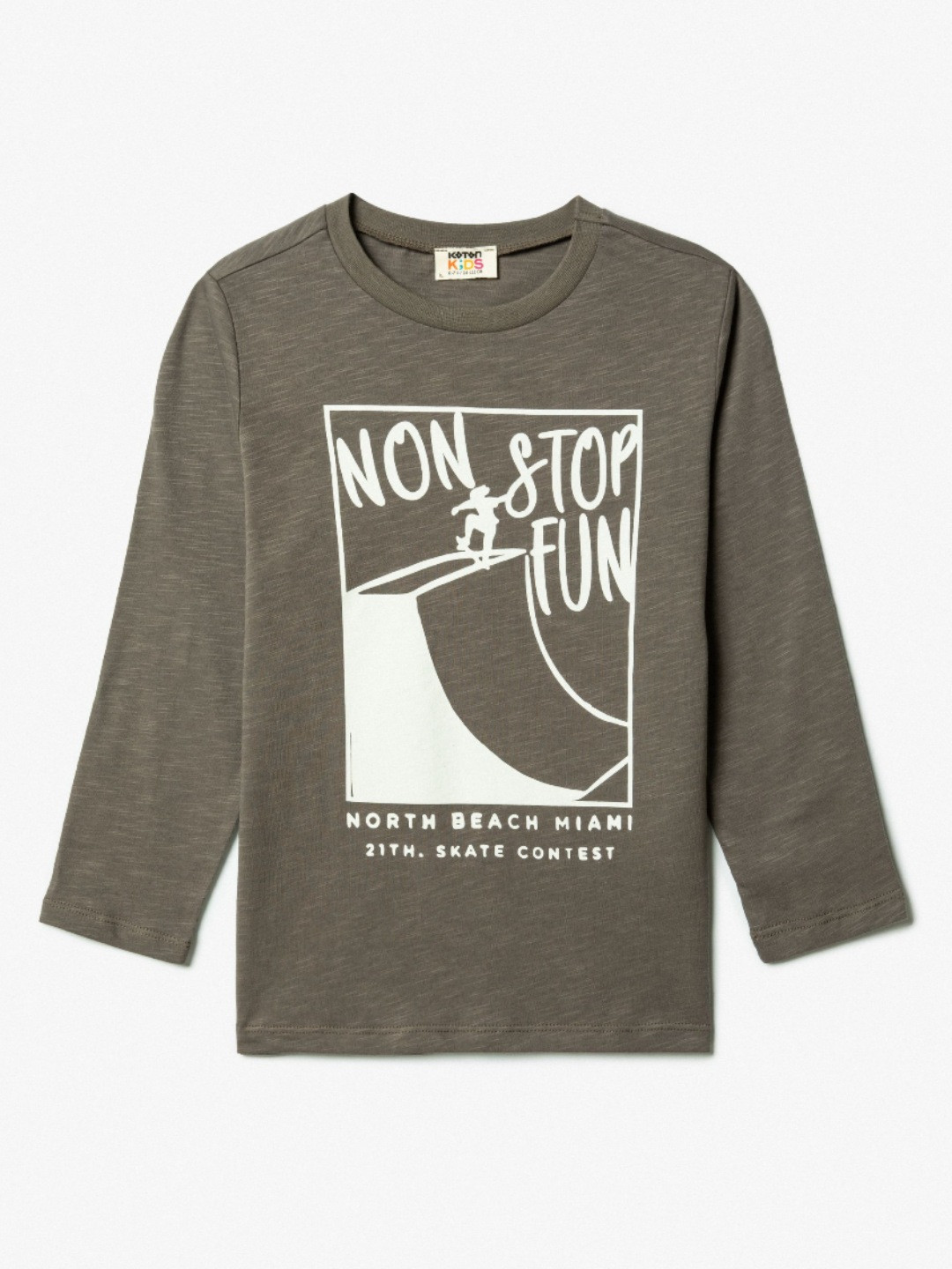 

Koton Boys Typography Printed Round Neck Cotton T-Shirt, Grey