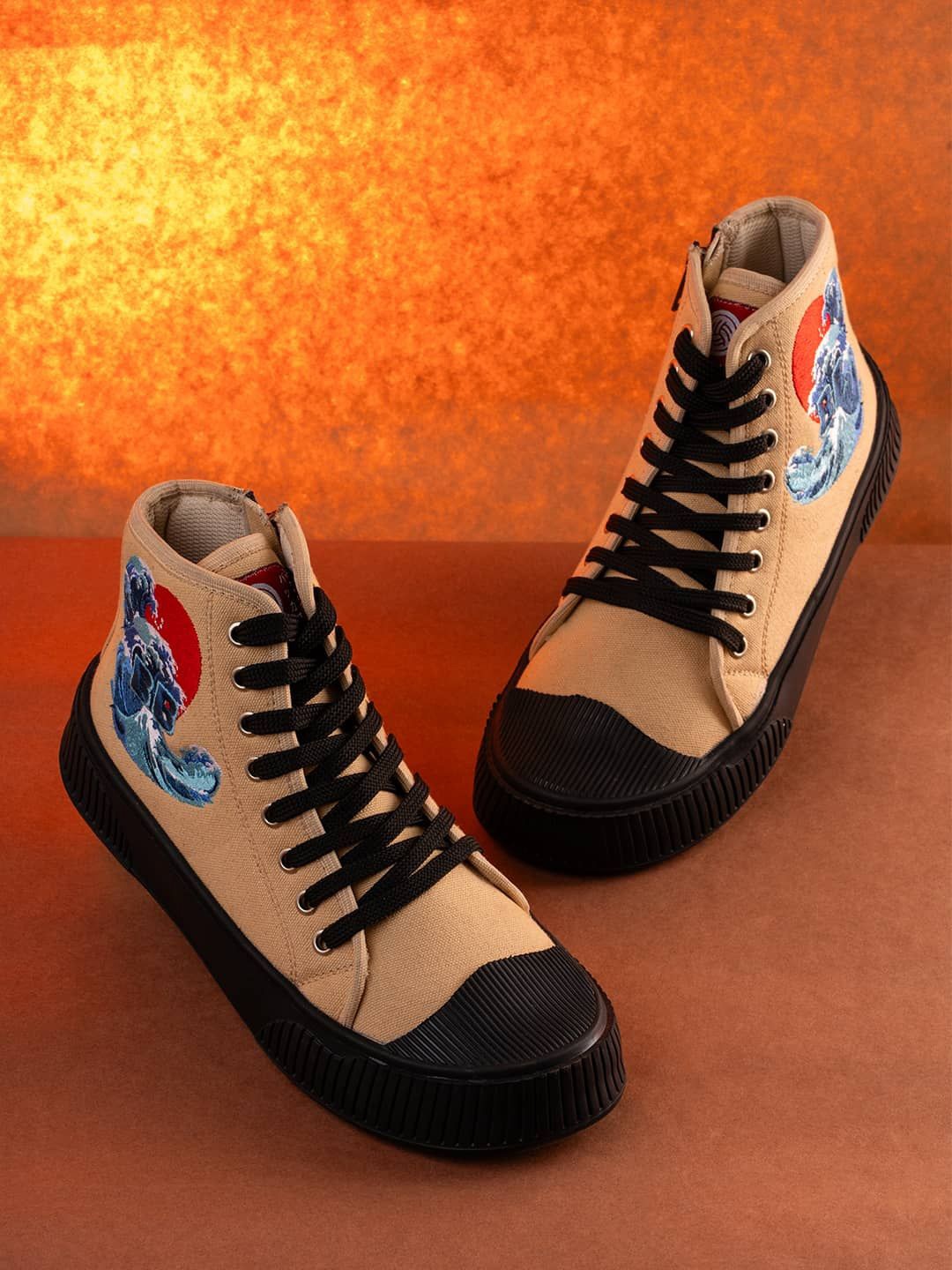

bacca bucci Kawaii Kicks Women Canvas High-Top Sneakers, Beige