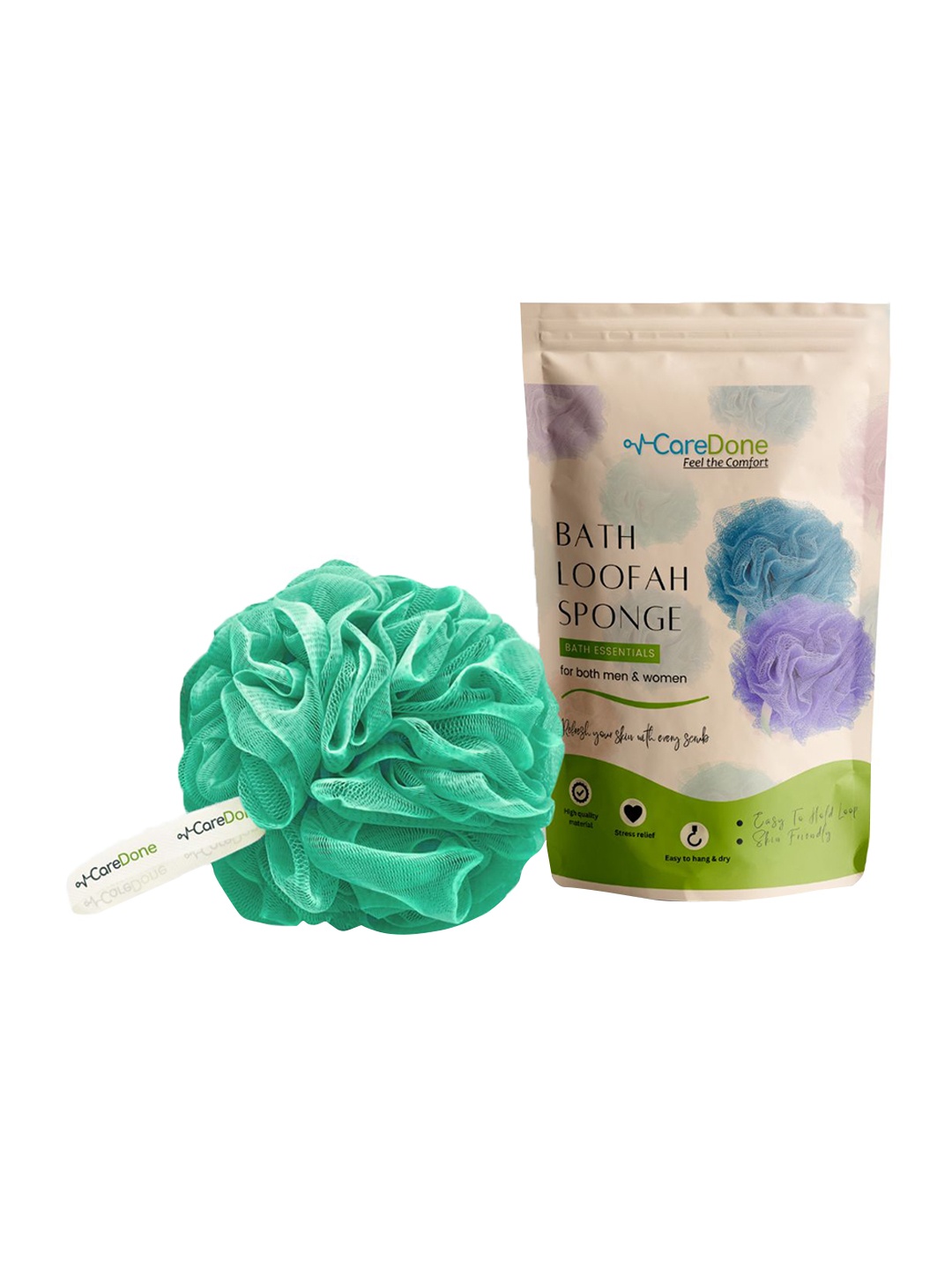 

CareDone Soft & Large Round Bath Loofah, Green