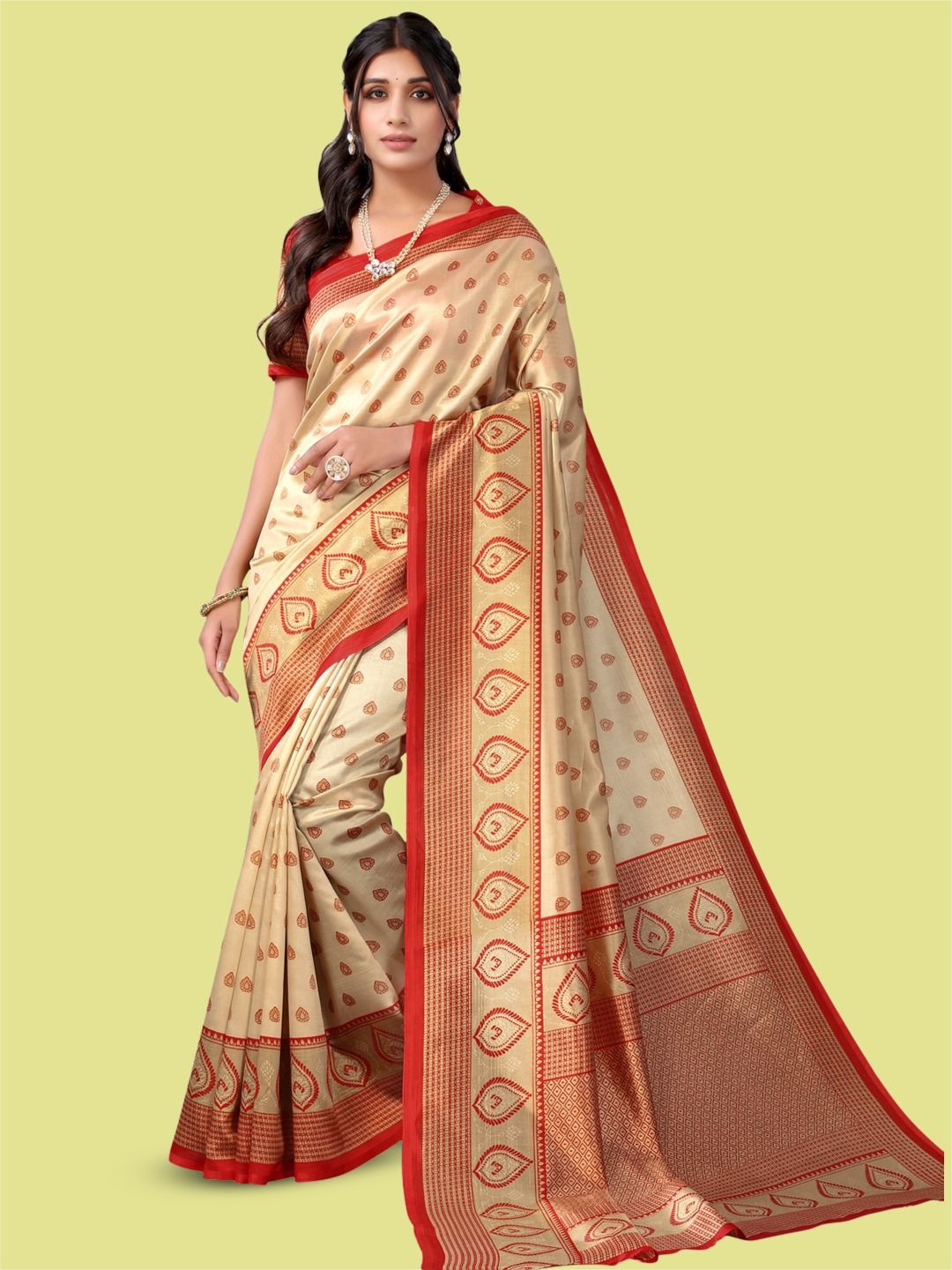 

Satrani Ethnic Motifs Saree, Red