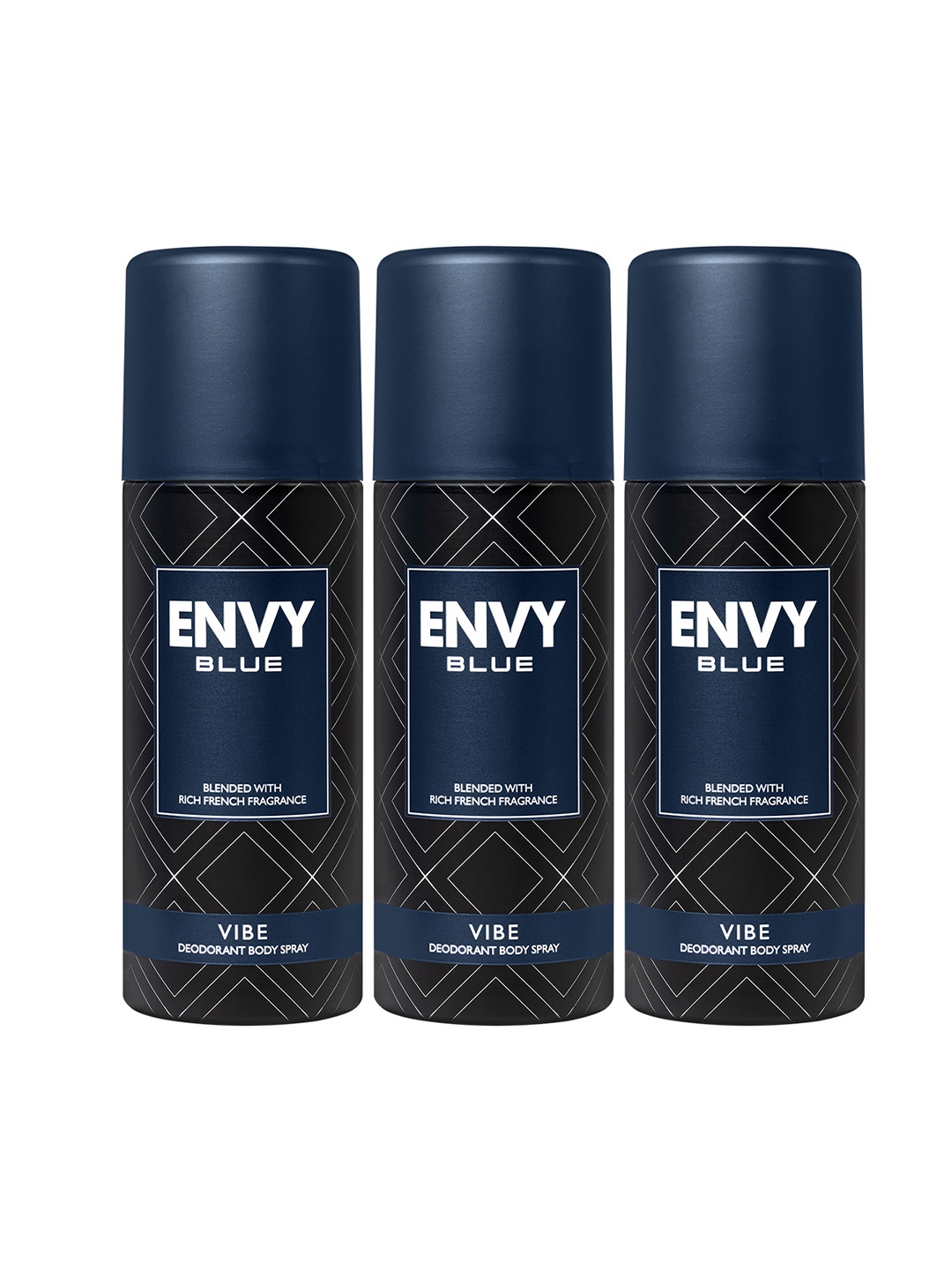 

Envy Men Set of 3 Blue Vibe Deodorant Body Spray - 105g (165ml) each, Black