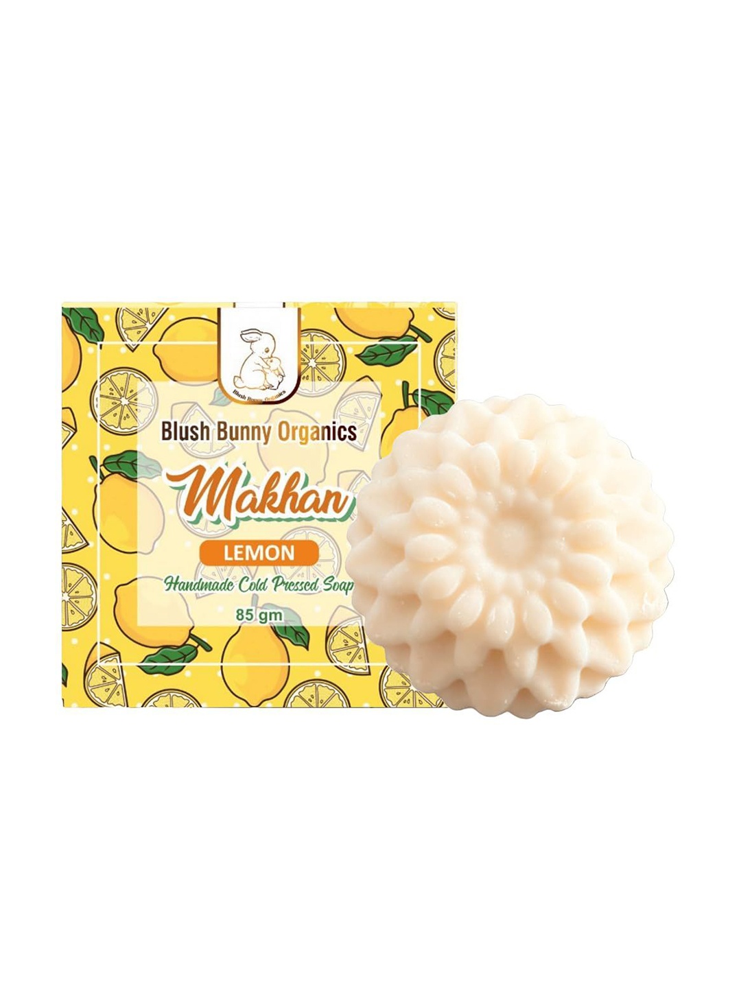 

Blush Bunny Organics Makhan Lemon Handmade Cold Pressed Soap- 85g, Na