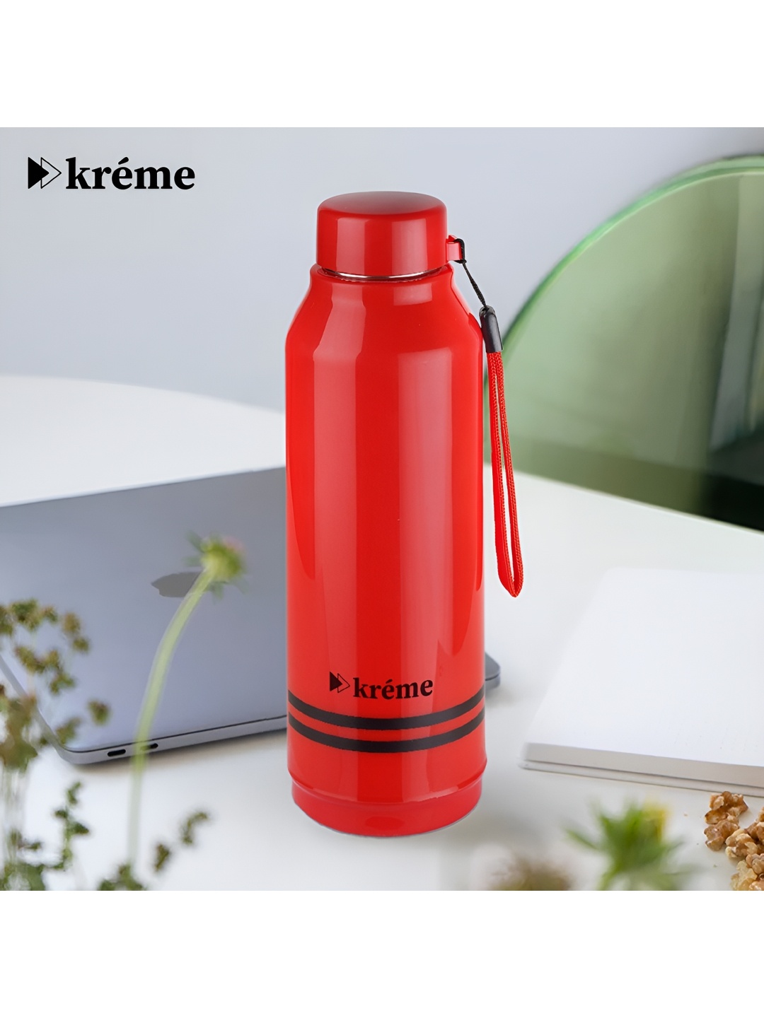 

Kreme Red & Black Brand Logo Stainless Steel Single Wall Vacuum Water Bottle 750 ml