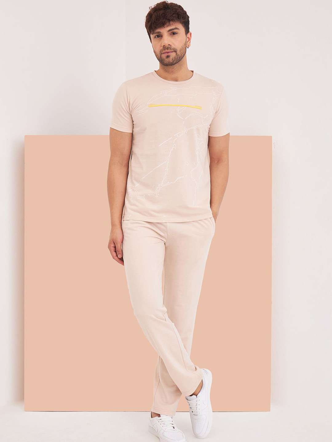 

Sweet Dreams Men Printed Co-Ords, Beige