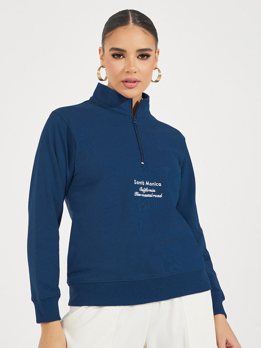 

Women Regular Length Regular Fit- Half Zipper Sweatshirt, Navy blue