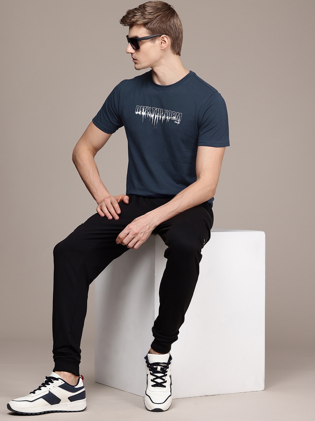 

FCUK Printed Pure Cotton T-shirt, Navy blue