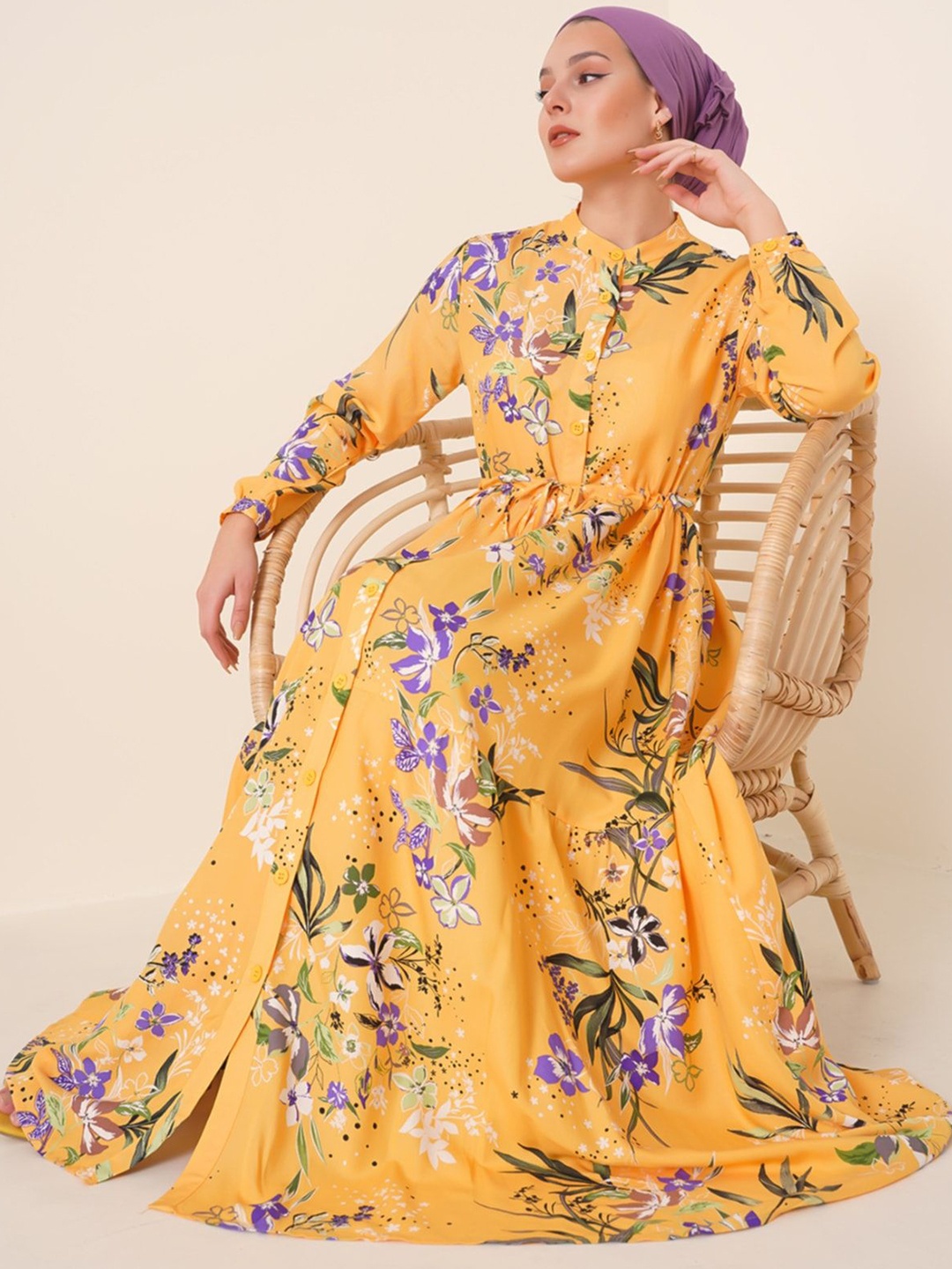 

BIGDART Floral Print Puff Sleeve Maxi Dress, Na