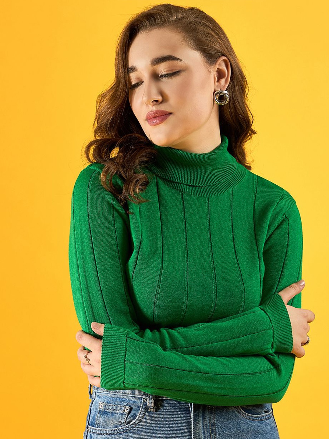 

98 Degree North Women Ribbed Pullover, Green
