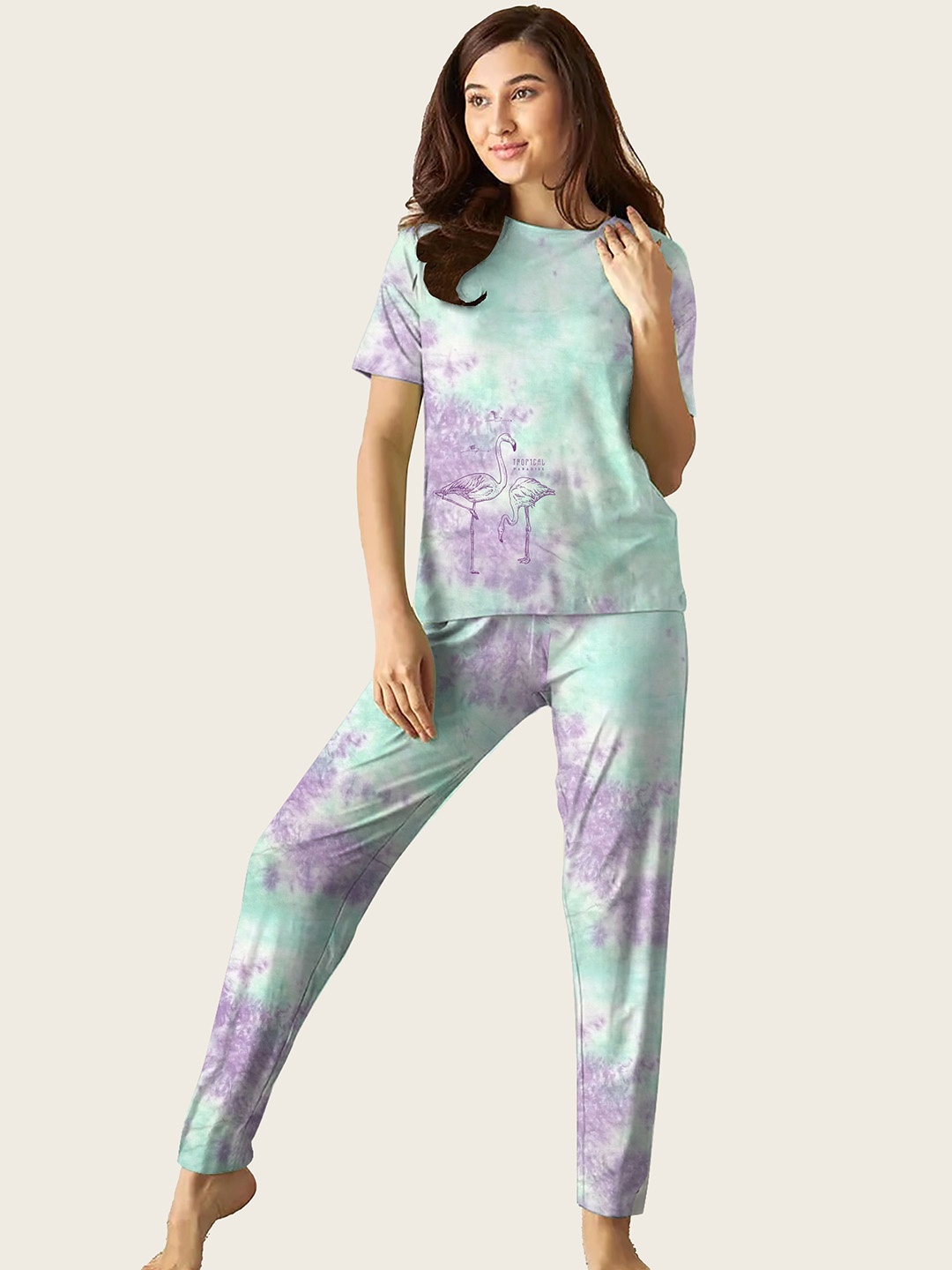 

Avanday Women Printed Night suit, Purple