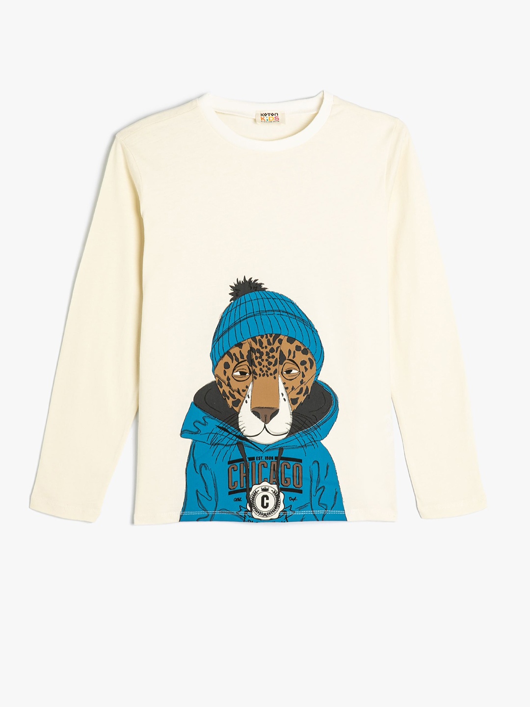 

Koton Boys Graphic Printed Round Neck Cotton T-Shirt, Beige