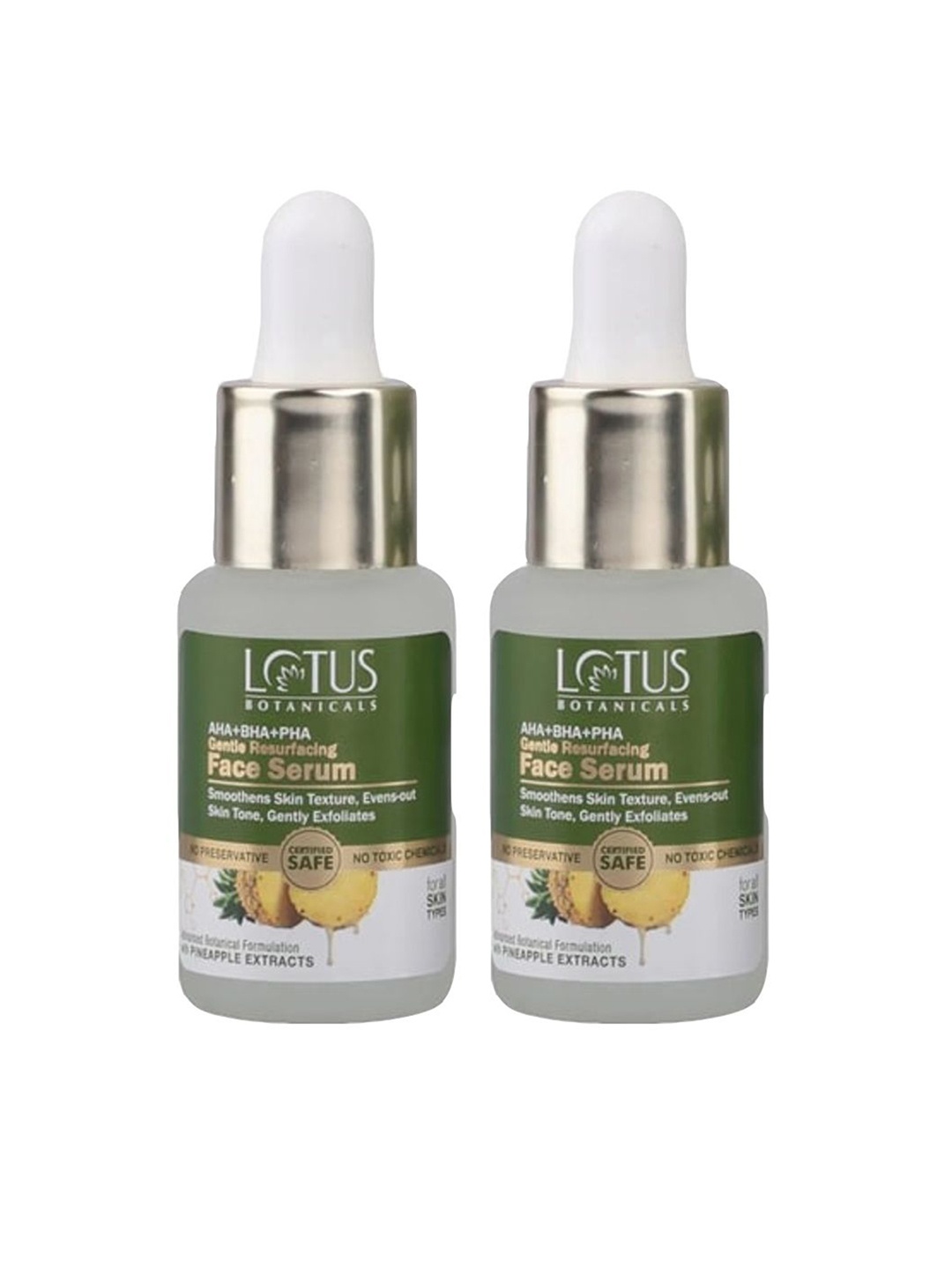 

Lotus Botanicals Set Of 2 Pineapple Gentle Resurfacing Face Serum - 14ml Each, Green