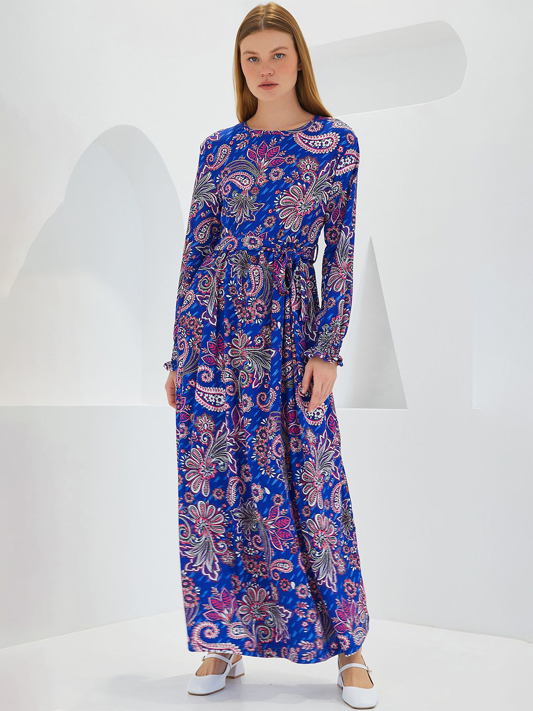 

BIGDART Floral Printed Cuffed Sleeve Maxi Dress, Na