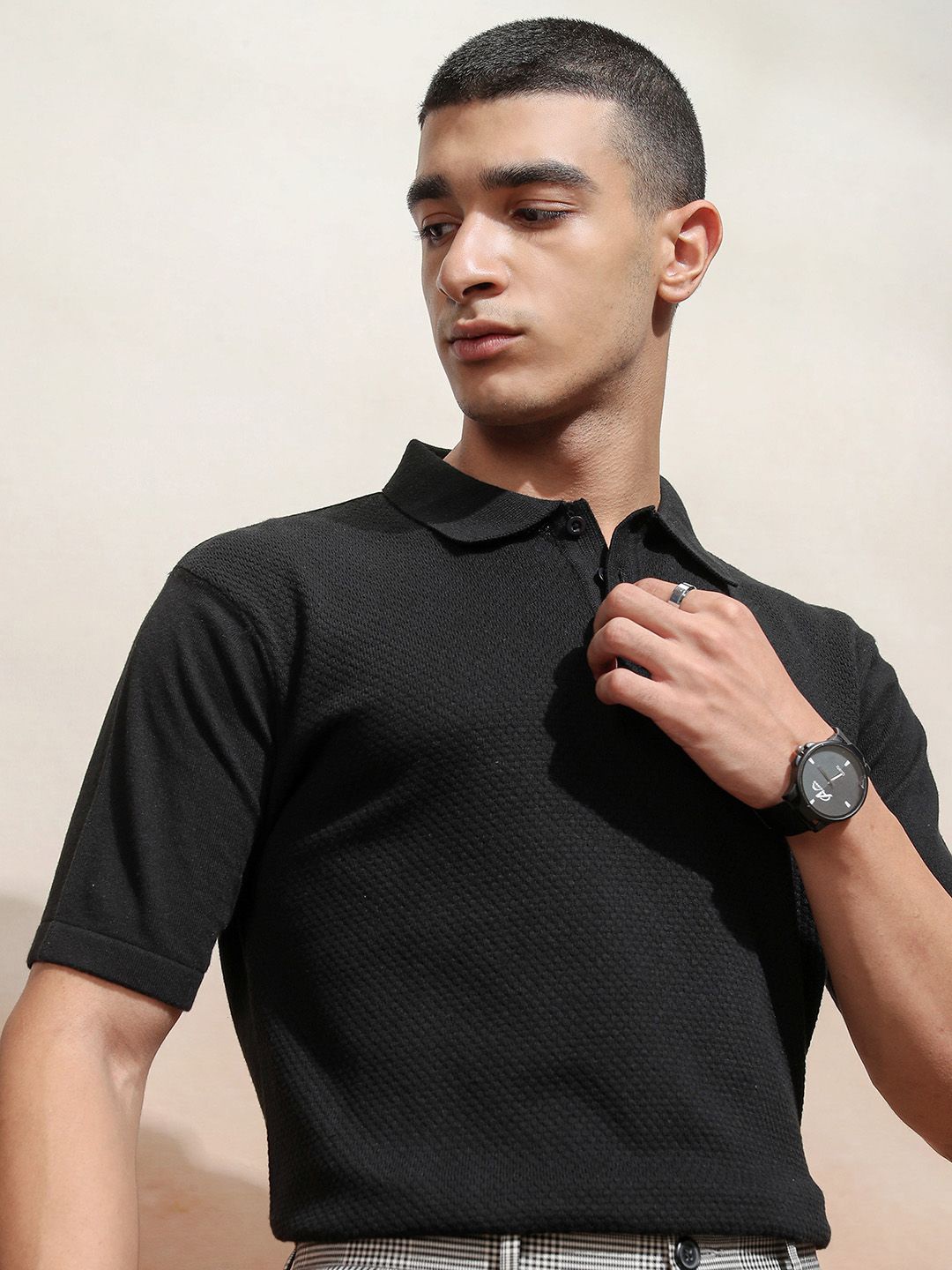

Highlander Men Relaxed Fit Half Sleeve Tshirt, Black