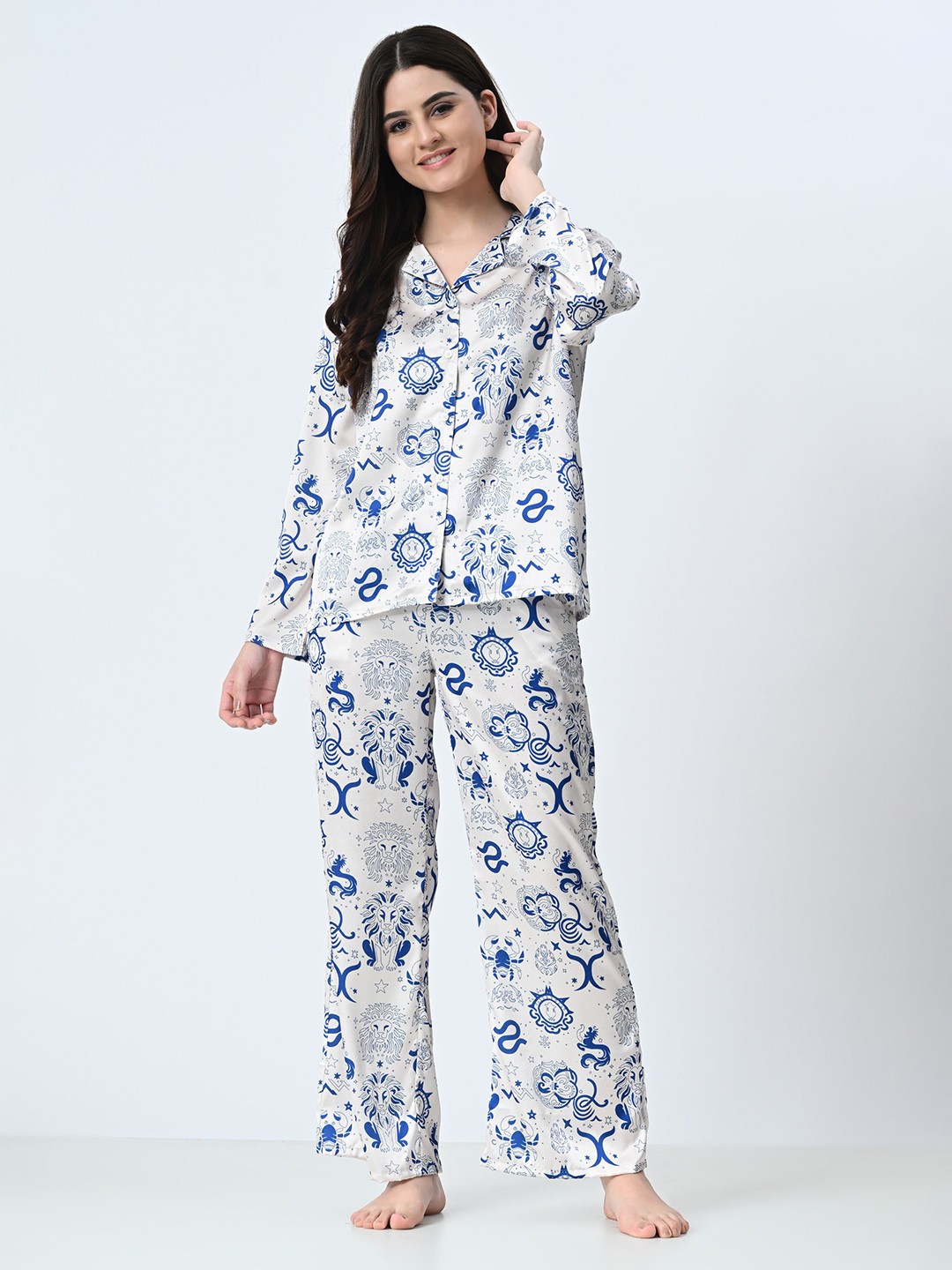 

PANDORNA Floral Printed Night suit, White