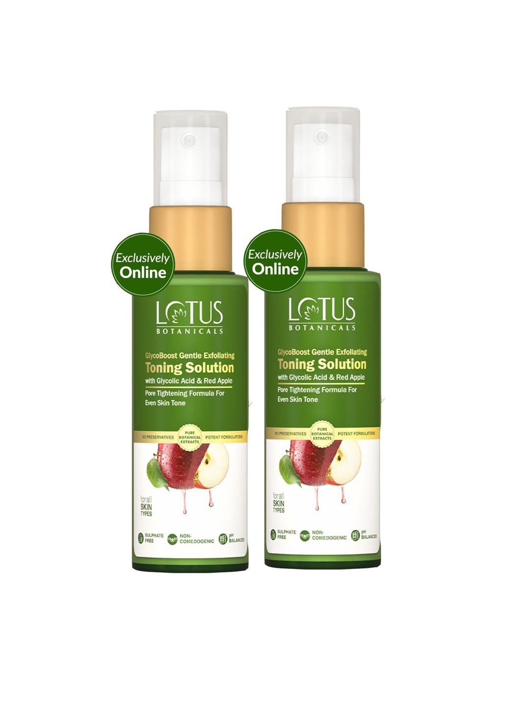 

Lotus Botanicals Set Of 2 GlycoBoost Toning With Red Apple-50ml Each, Green