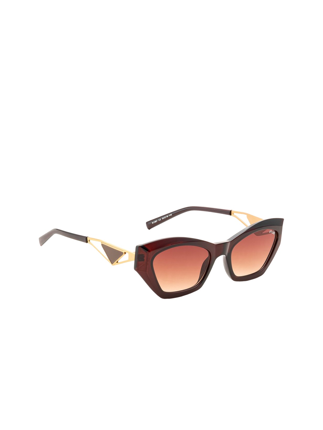 

IRUS by IDEE Women Cateye Sunglasses with UV Protected Lens IRS1287C2SG, Brown