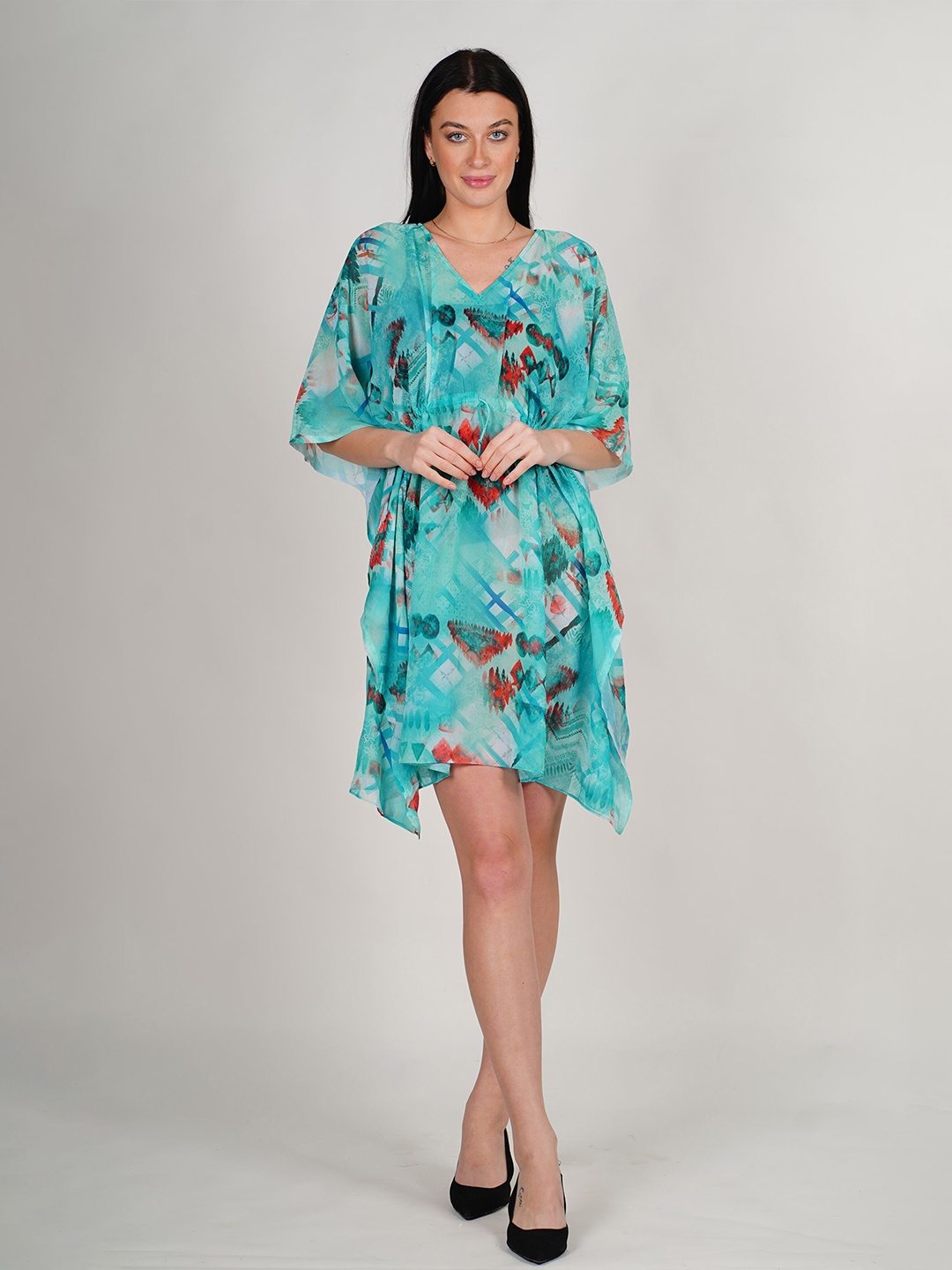 

ravi rajoria Print Kimono Sleeve Crepe Kaftan Maxi Dress, Blue