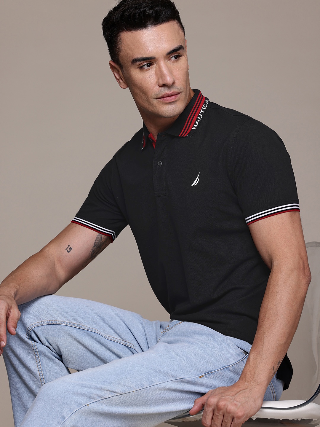 

Nautica Men Polo Collar T-shirt, Black