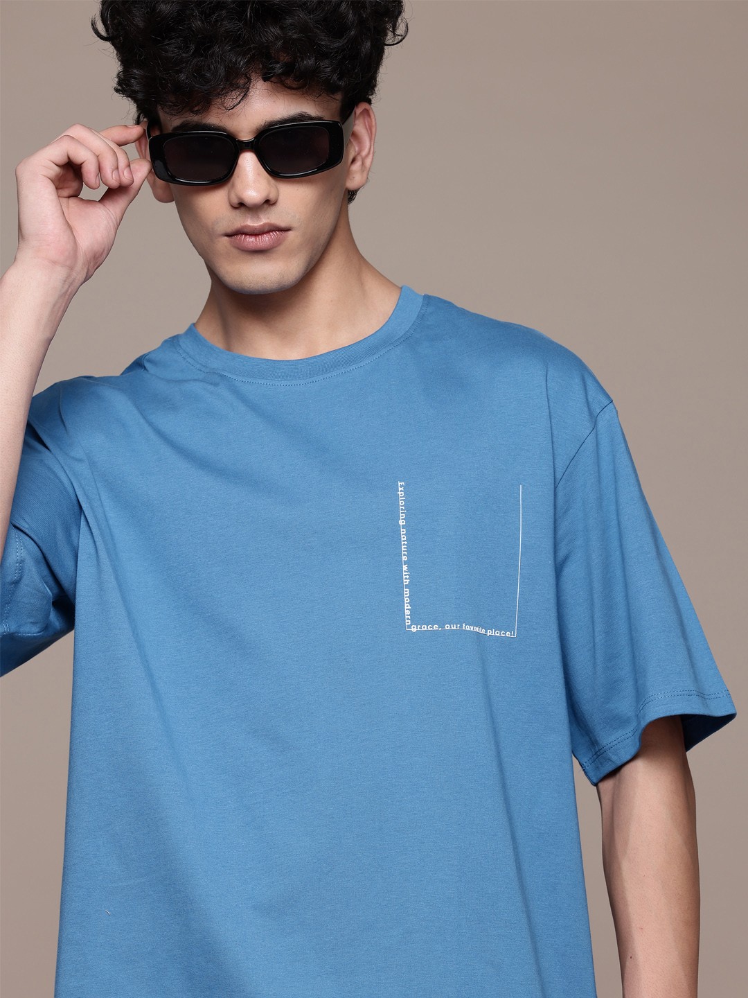 

The Roadster Lifestyle Co. Typography Printed Relaxed Fit Pure Cotton T-shirt, Blue