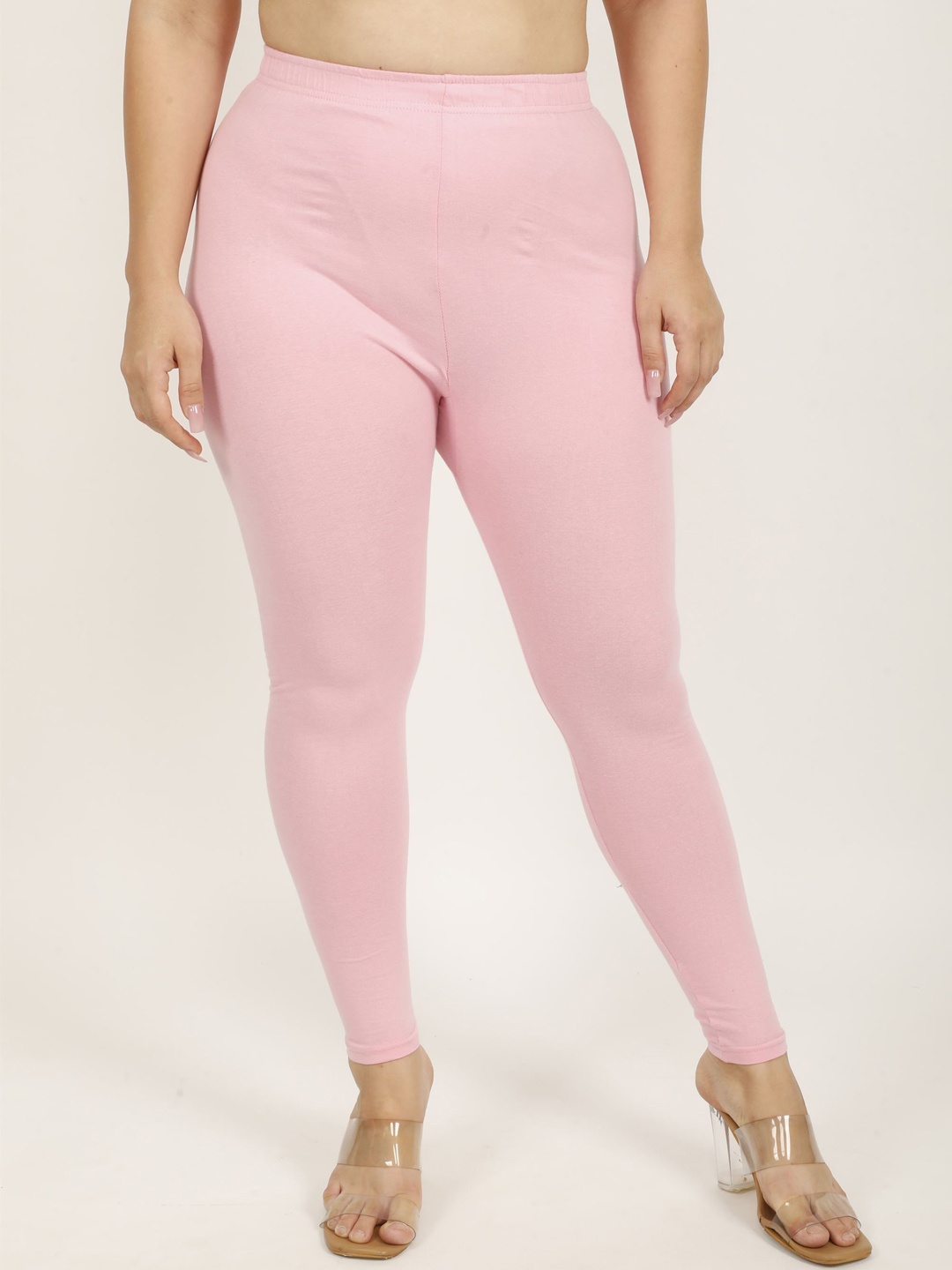 

DUNBERRY LONDON Premium Plus Size Pure Cotton Lycra Ankle Fit Leggings, Pink