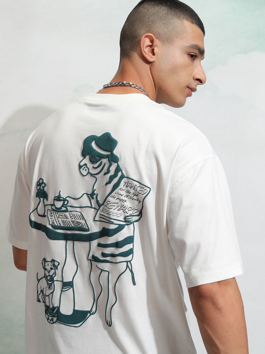 

HIGHLANDER Men Printed Raw Edge T-shirt, Off white