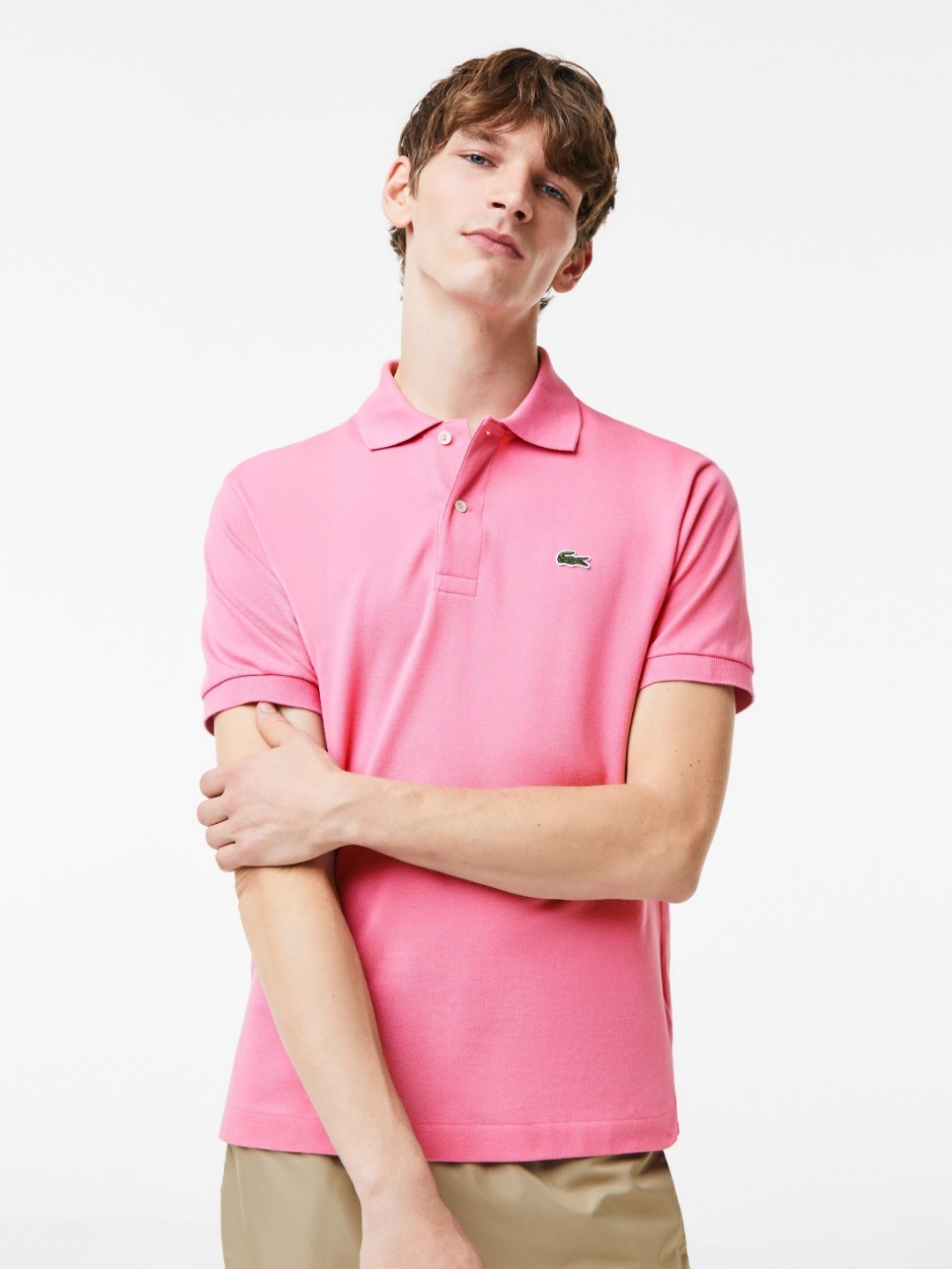 

Lacoste Men Solid Polo Collar Cotton T-Shirt, Pink