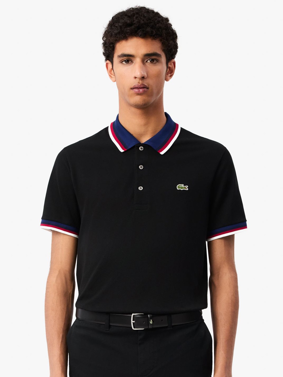 

Lacoste Men Solid Polo Collar Cotton T-Shirt, Black