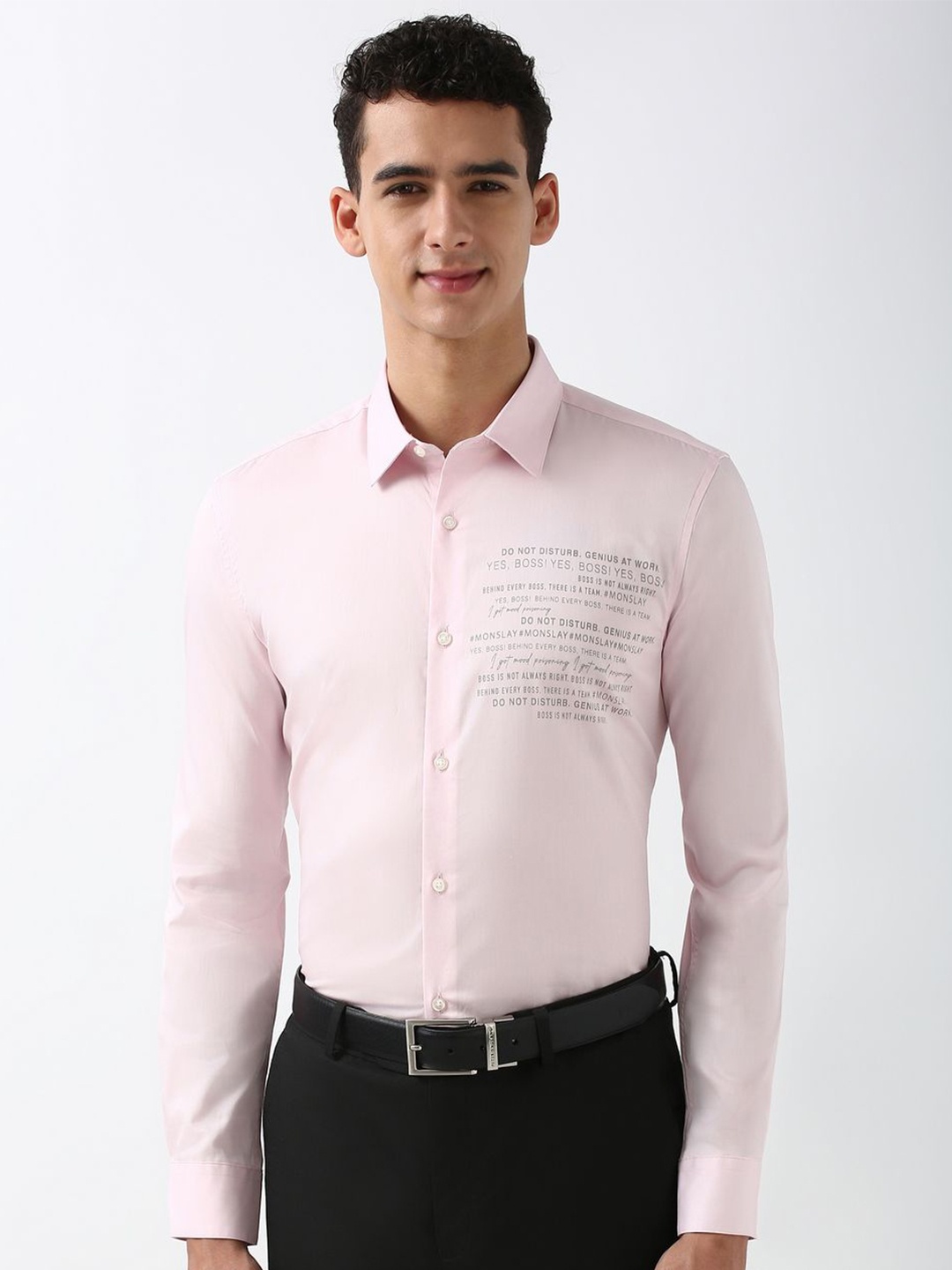 

Peter England Men Spread Collar Solid Cotton Slim Fit Formal Shirt, Pink