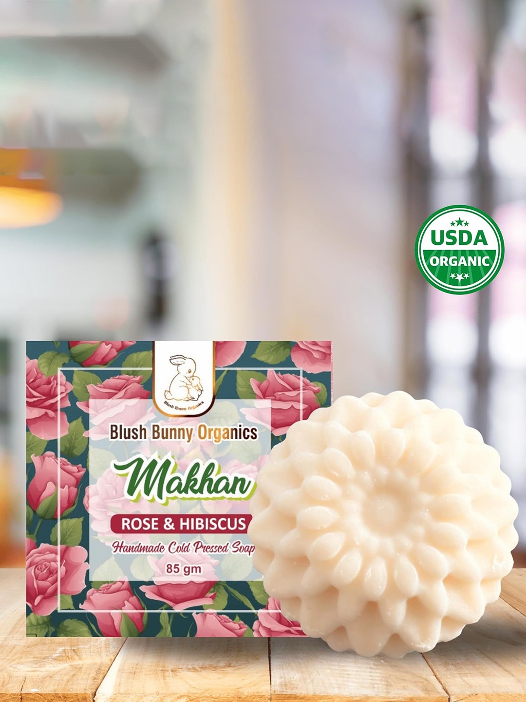 

Blush Bunny Organics Makhan Rose & Hibiscus Handmade Cold Pressed Soap - 85 g, White