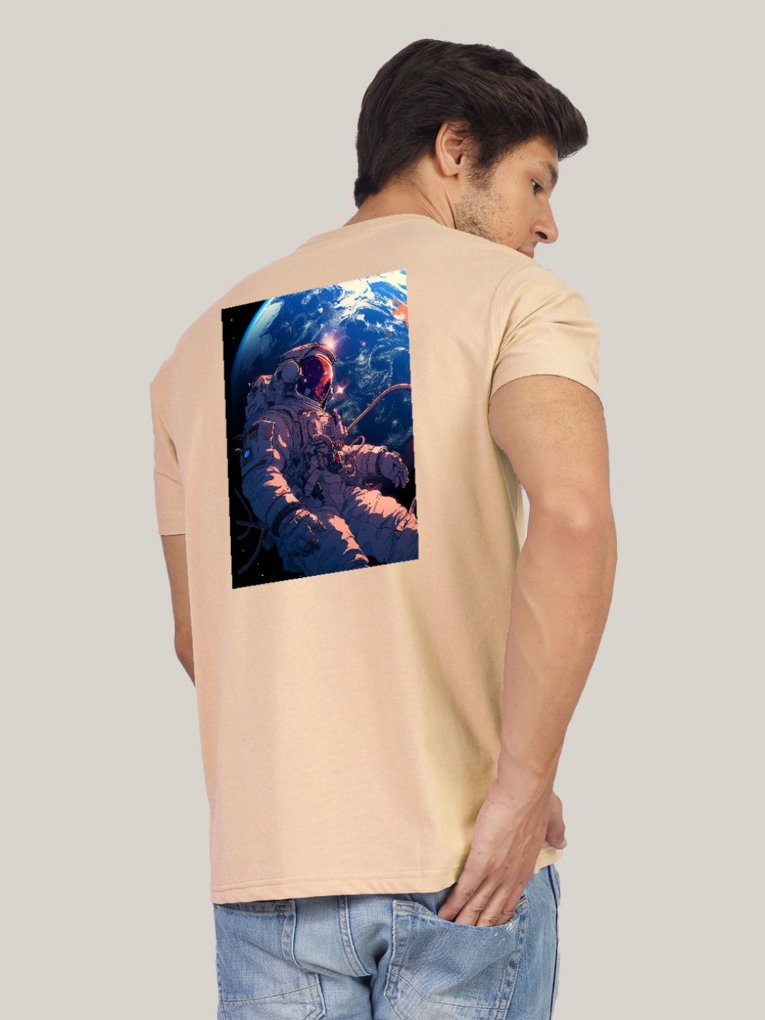 

Greylongg Men Graphic Printed T-shirt, Beige