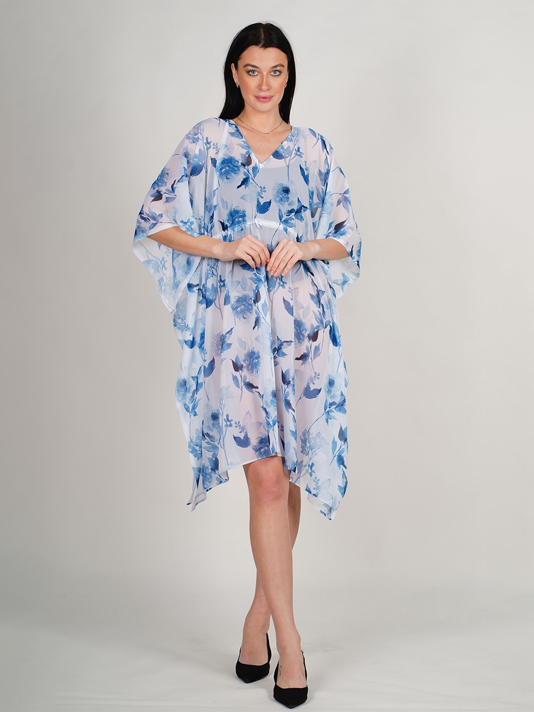 

ravi rajoria Floral Printed Kimono Sleeve Kaftan Dress, Multi