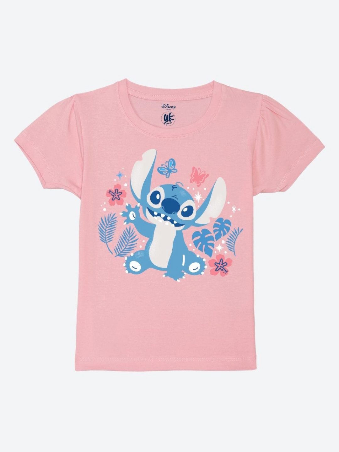 

YK Disney Girls Graphic Printed Round Neck Pure Cotton T-Shirt, Pink