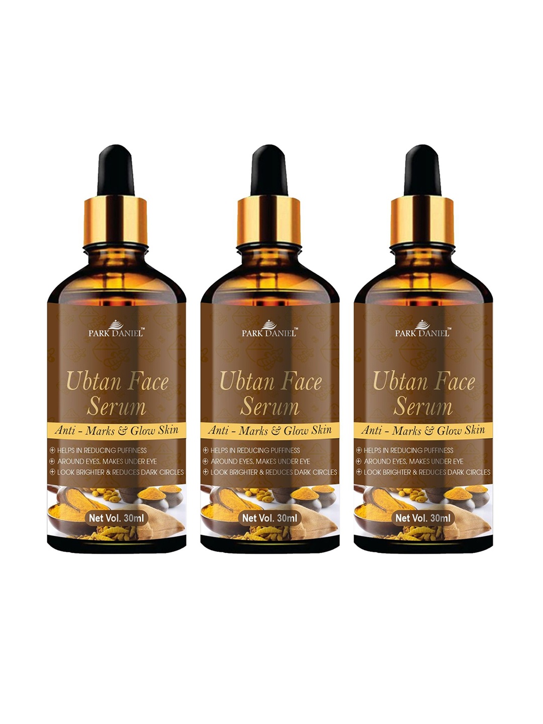 

Park Daniel Set Of 3 Anti-Marks & Glow Skin Ubtan Face Serum - 30ml Each, Brown