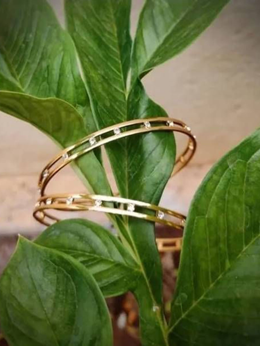 

The Pari Set Of 2 Gold Plated Stone Studded Bangles