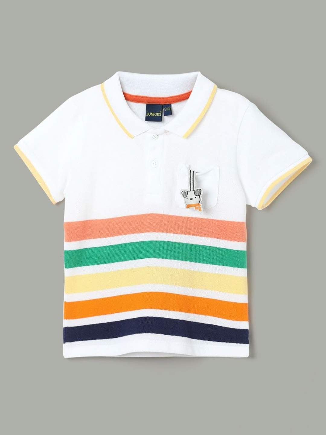 

Juniors by Lifestyle Boys Striped Polo Collar Cotton T-Shirt, White