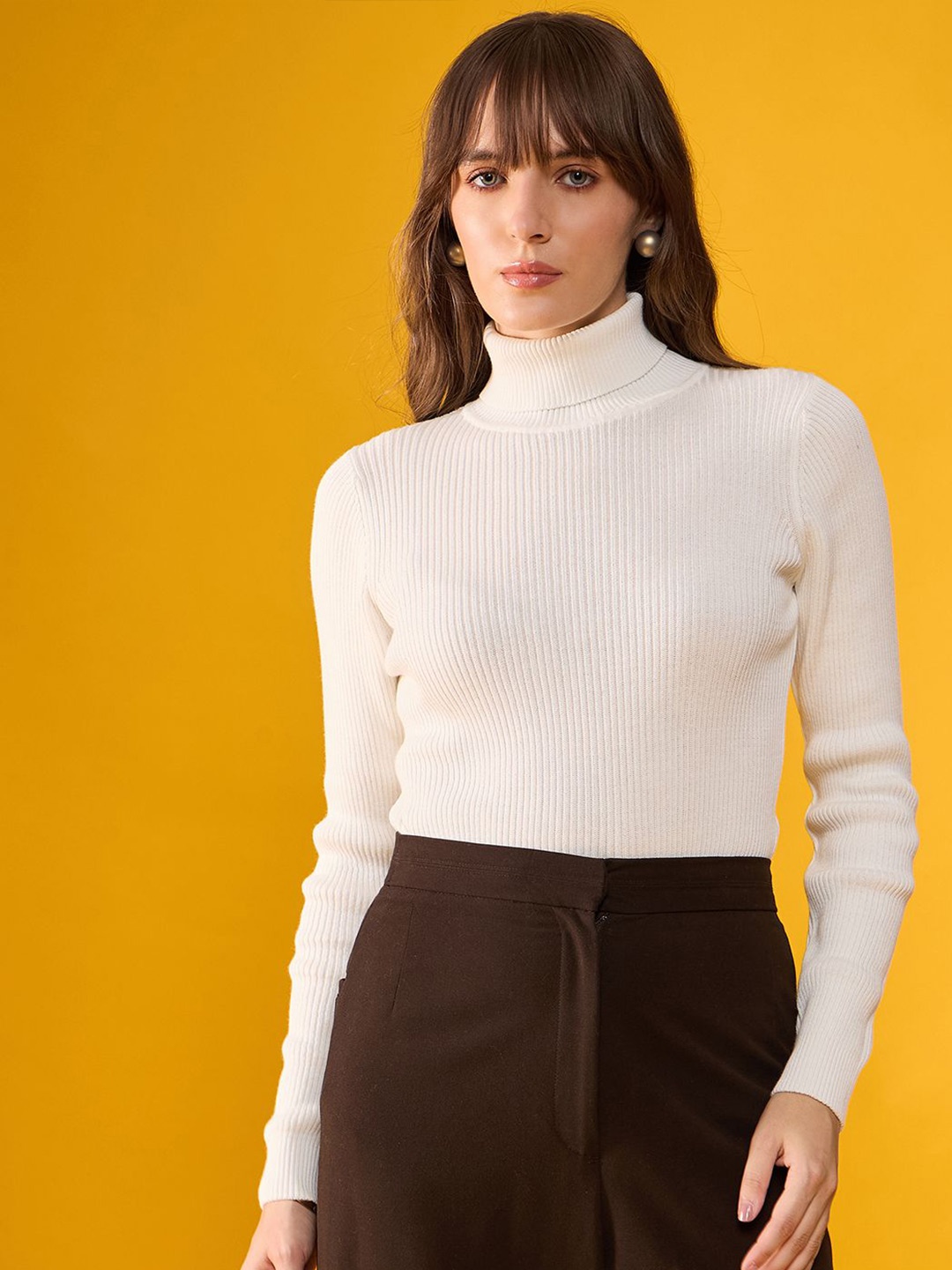 

98 Degree North Women Ribbed Pullover, White