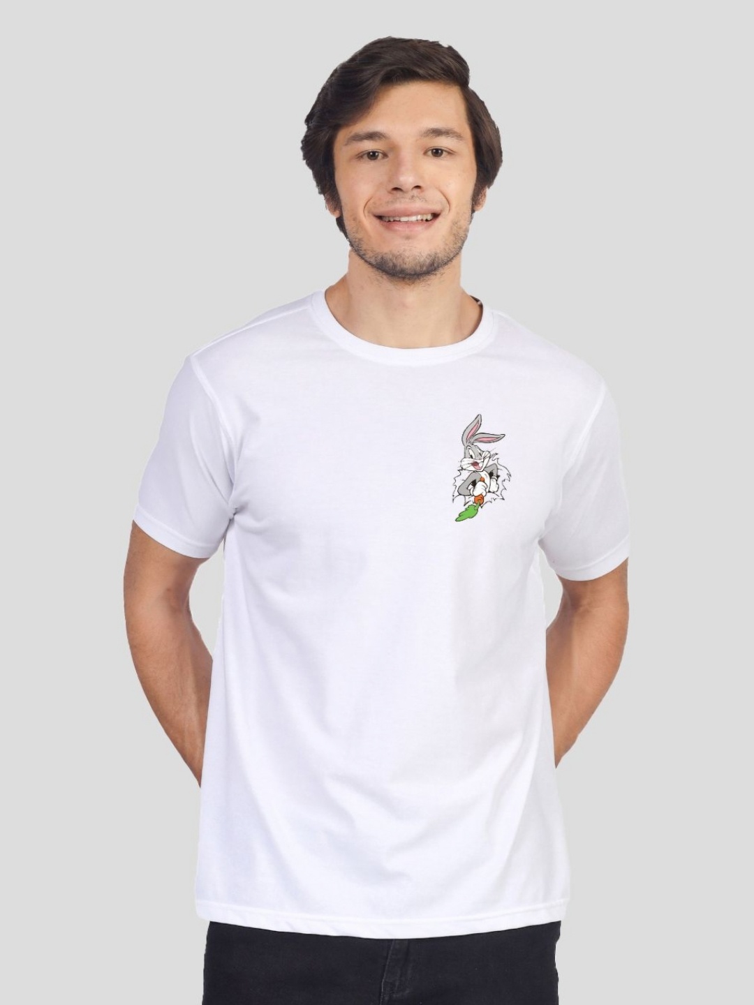 

Greylongg Men Graphic Printed Round Neck Cotton T-Shirt, White