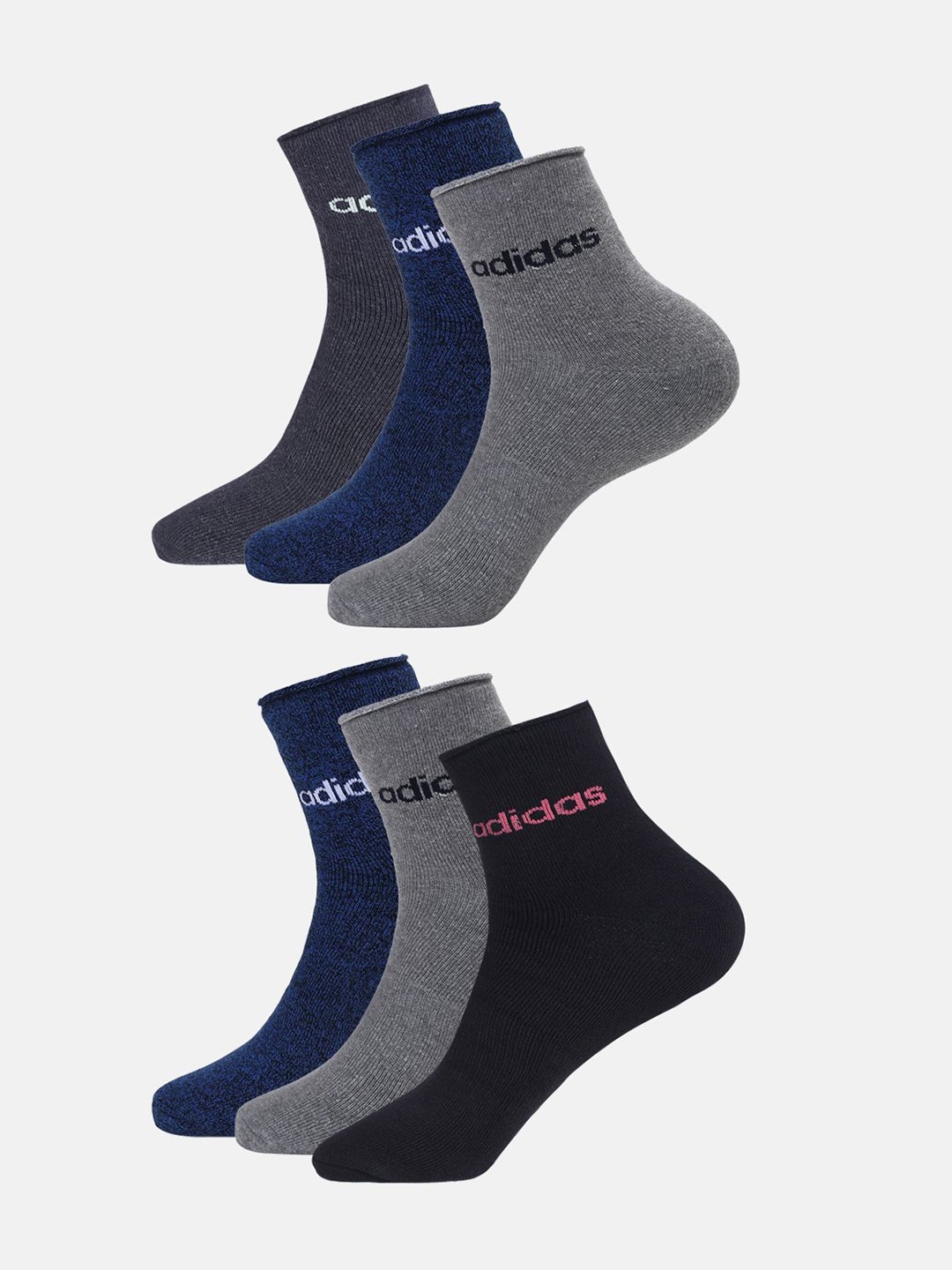 

ADIDAS Men Pack Of 6 Ankle-Length Socks, Blue