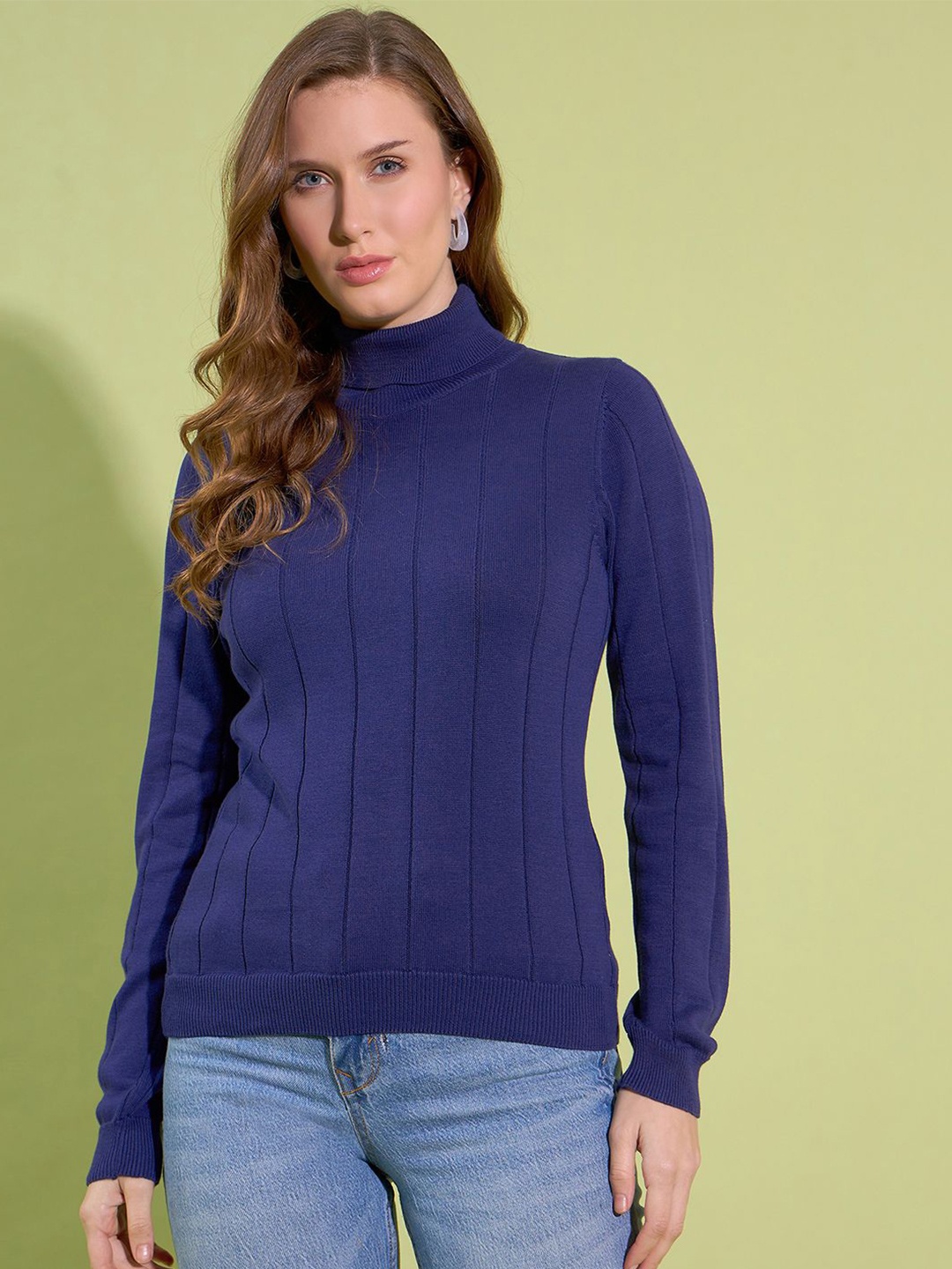 

98 Degree North Women Striped Pullover, Navy blue