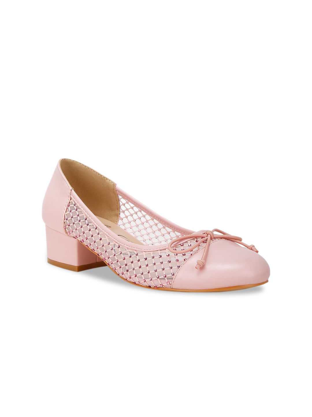 

London Rag Women Block Pumps with Laser Cuts, Pink