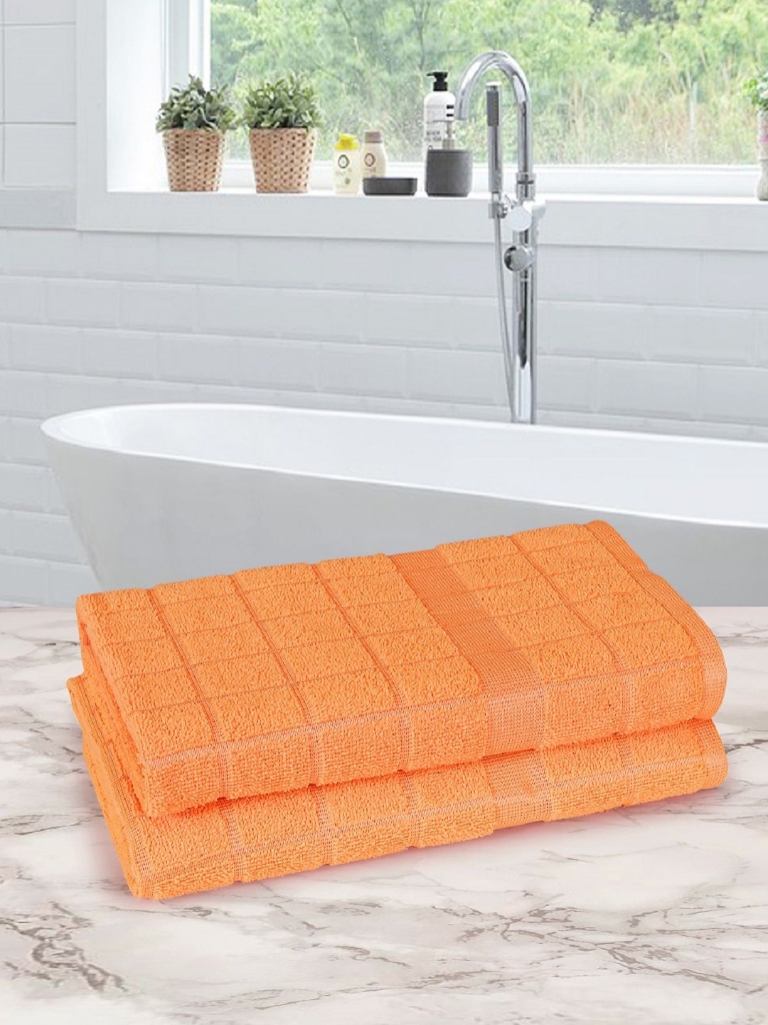 

Myntra Elegant Homes Orange 2 Pcs Other 350 GSM Bath Towel